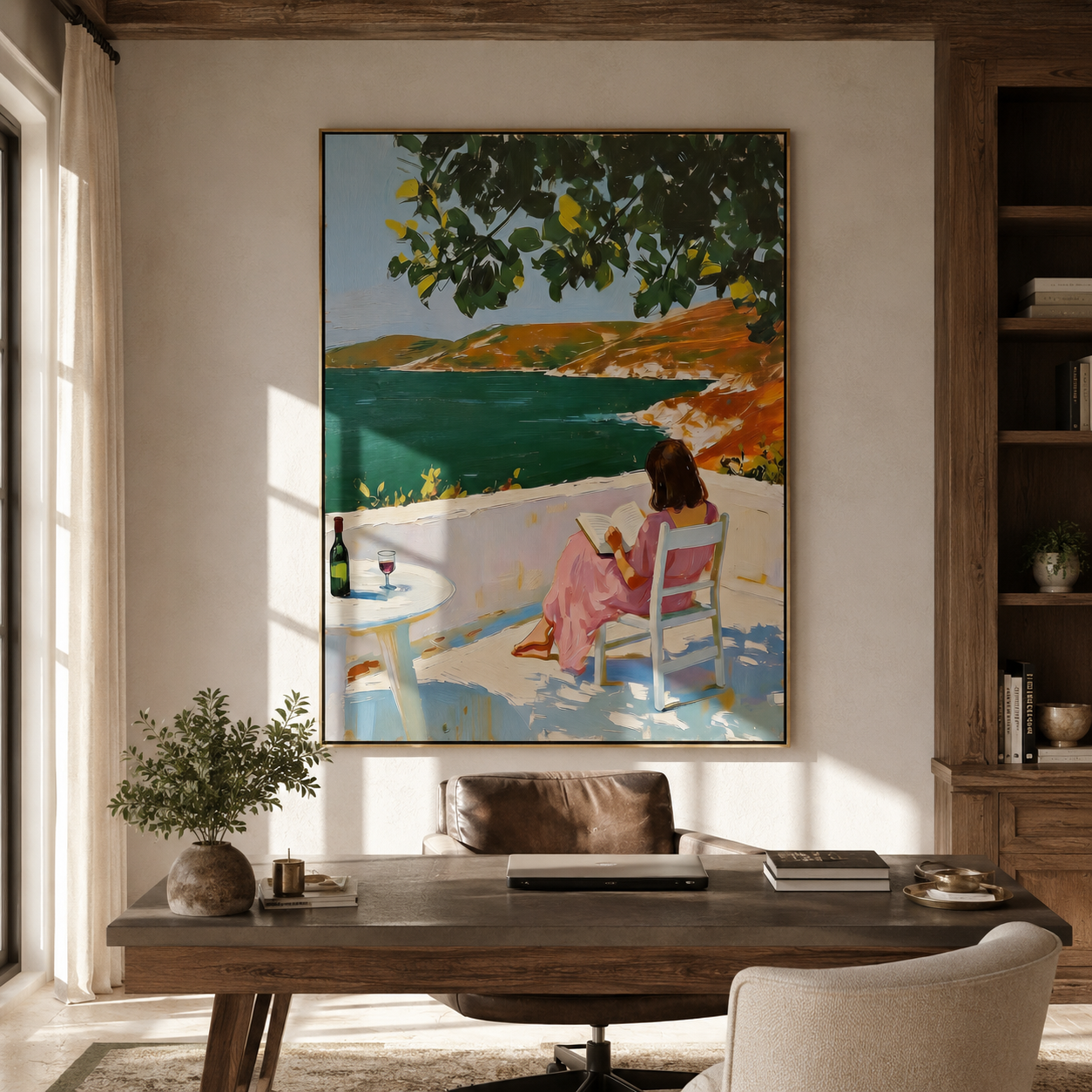 Lake Light Keeps Company styled with neutral modern furnishings