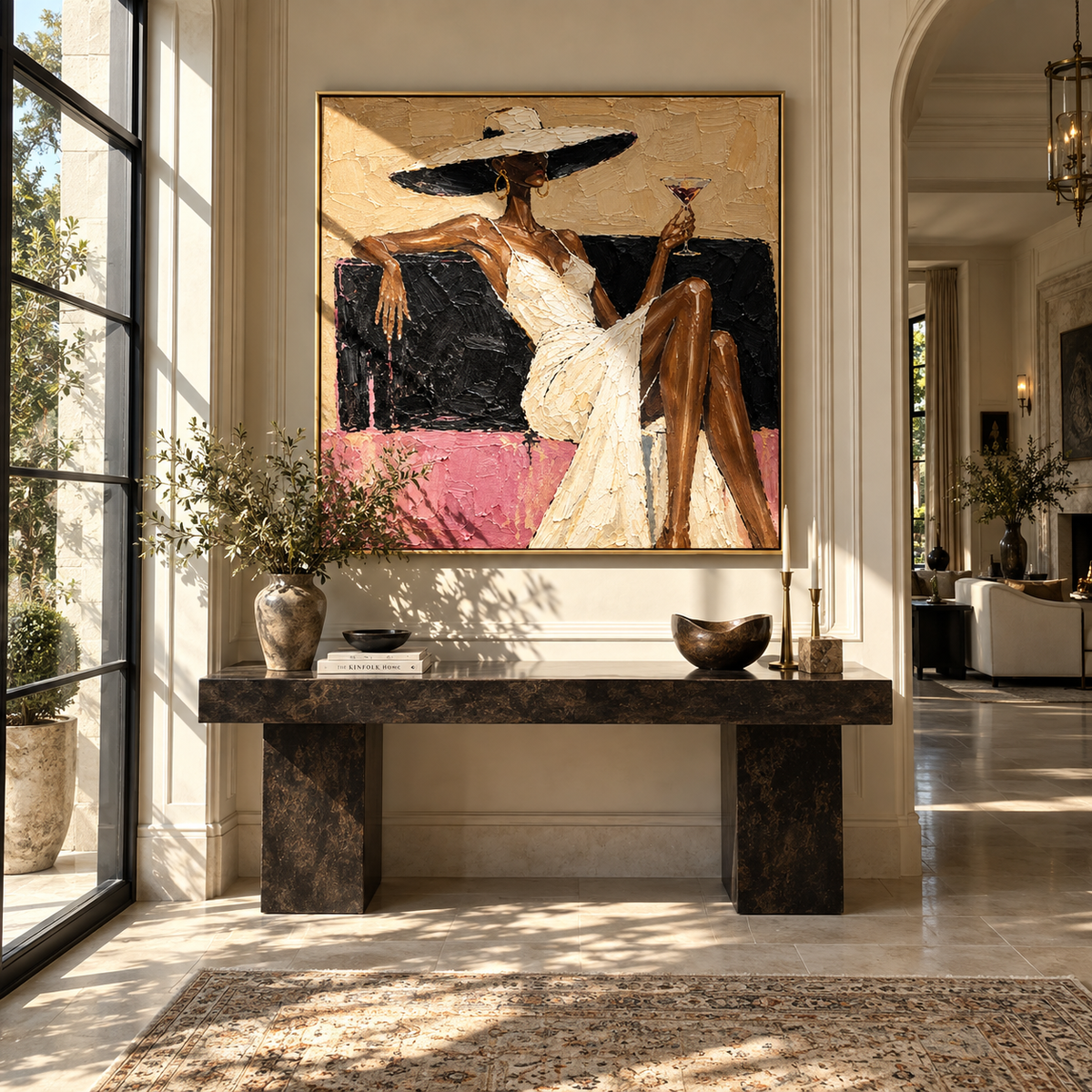 Ivory Brim After Dark – fashion wall art presented in a coordinated room setting