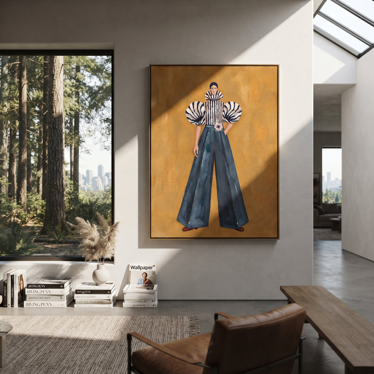 Camera Framed by Stripes displayed with natural materials and modern decor