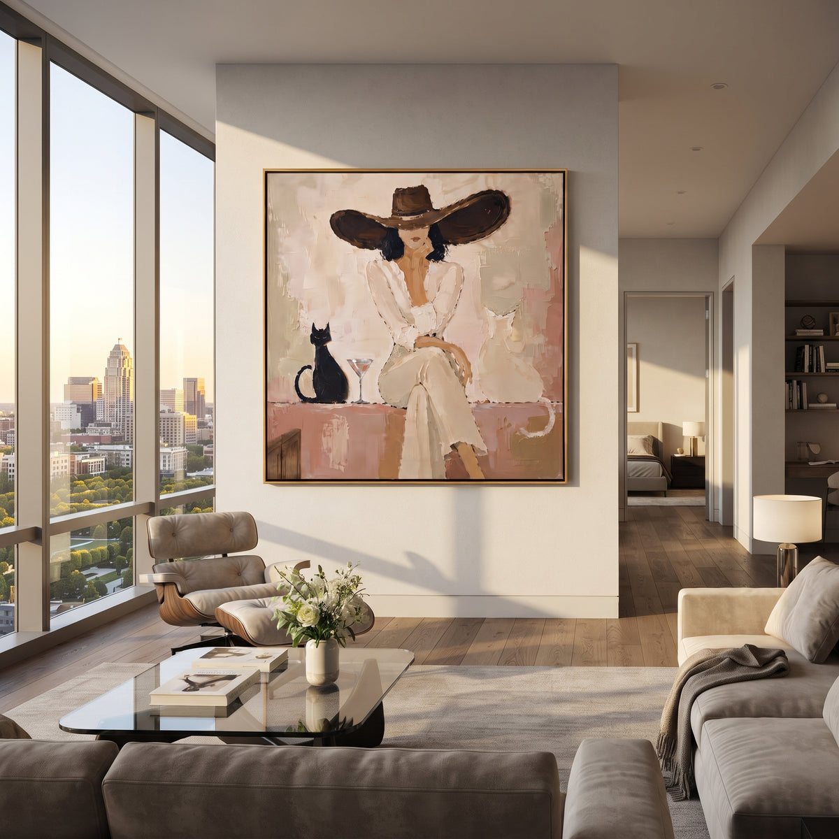 Ivory Hat Cat Pause artwork styled as a refined focal point