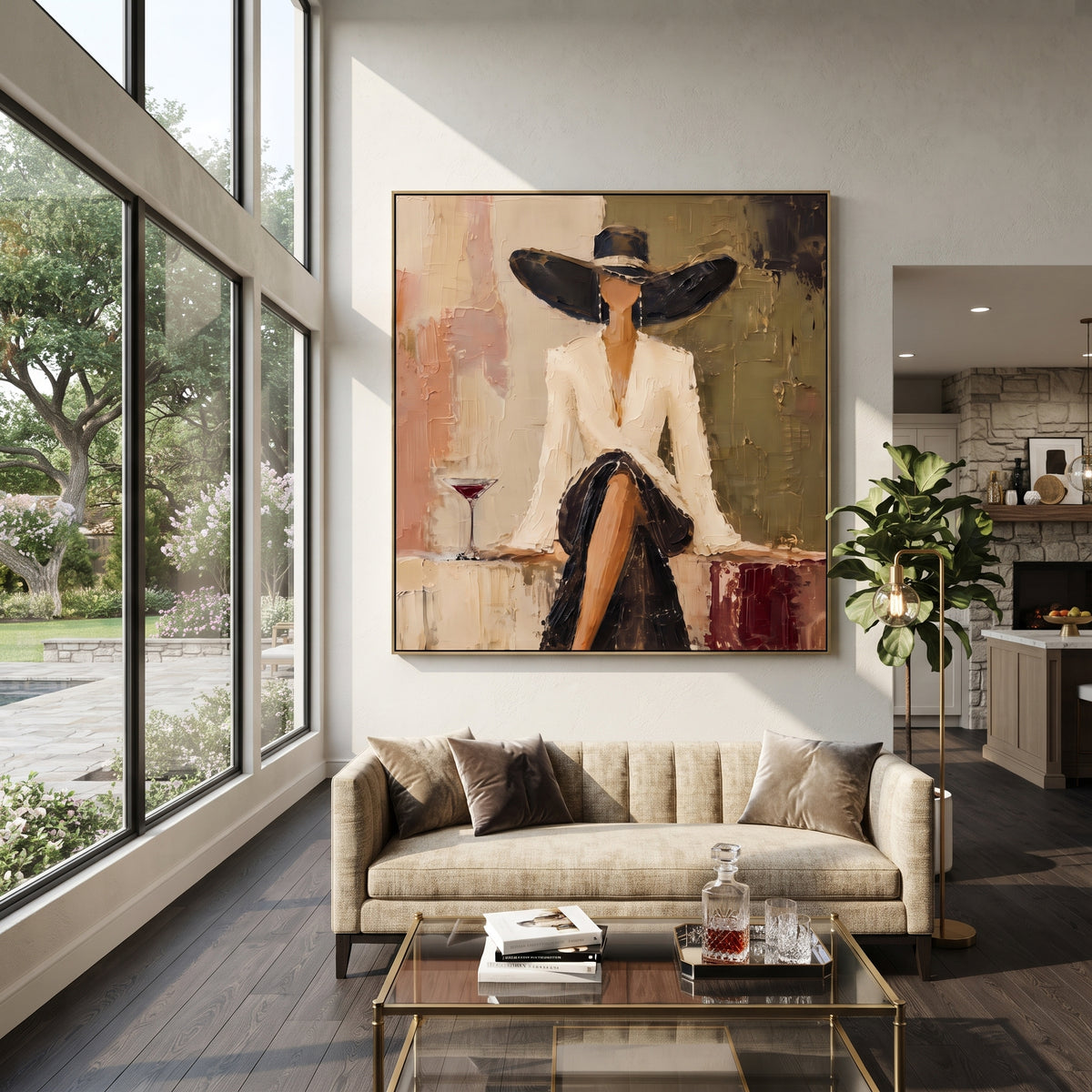 Black Brim Ivory Toast painting presented in an alternate room setting