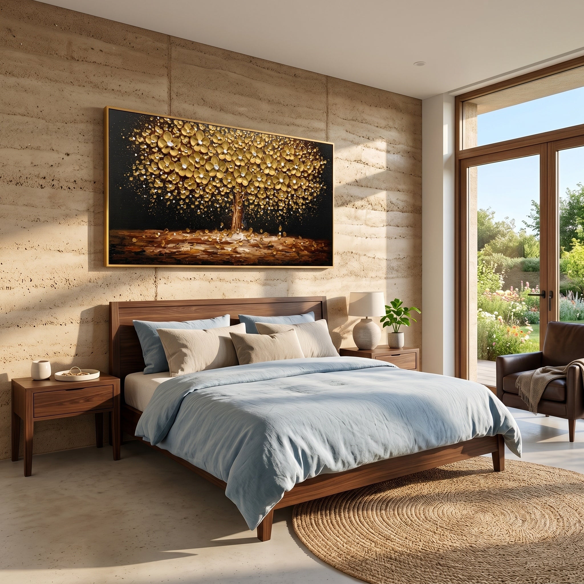 Timeless Gold – Black & Gold Impasto Tree of Life Canvas | Modern Luxury Living Room Statement Art