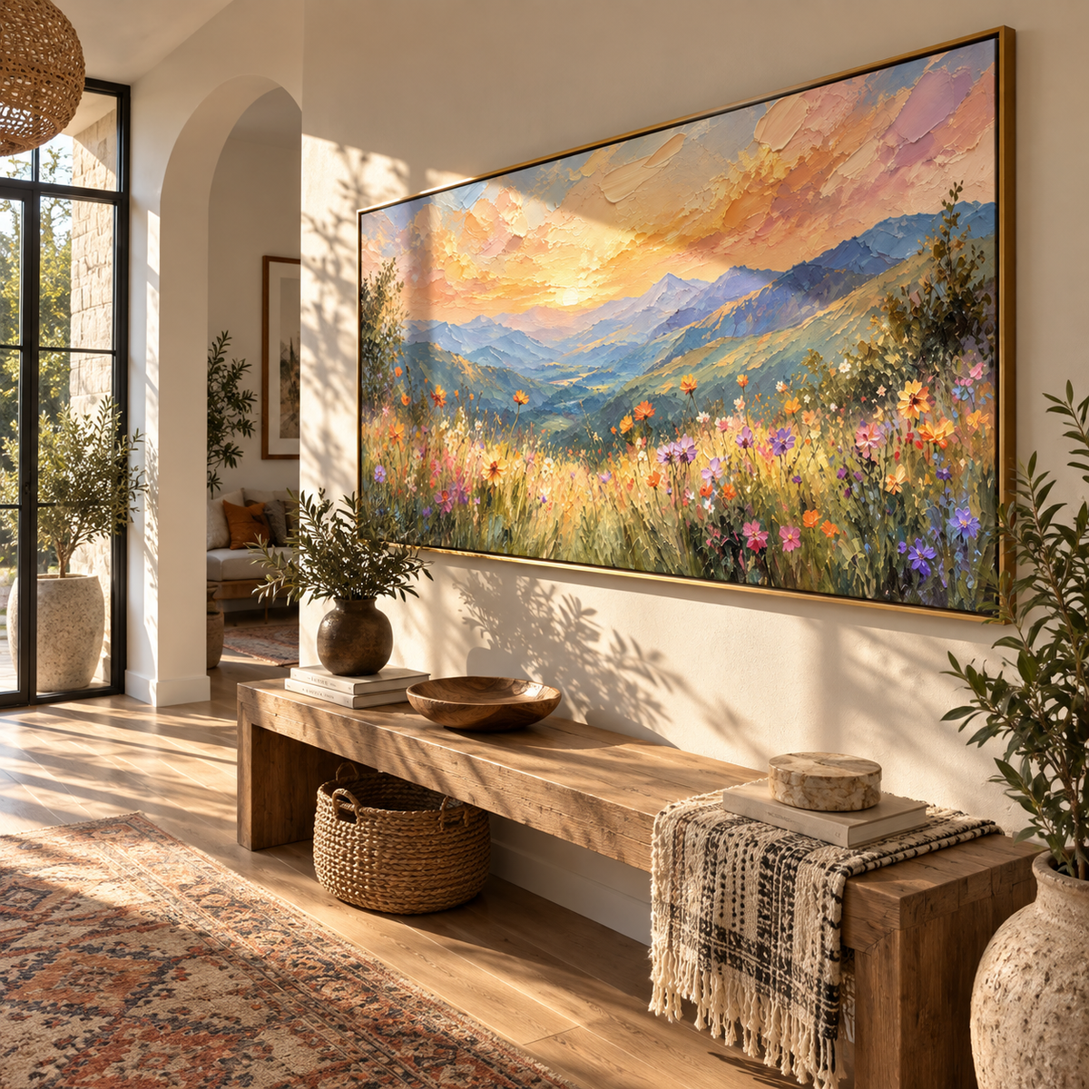 Dawn Opens Above Mountains presented in an alternate room setting