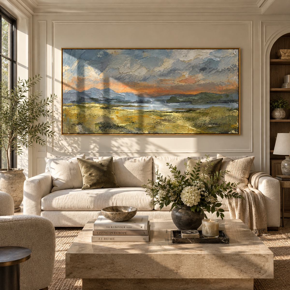 Weather Moves Across Plains wide painting styled as a refined focal point