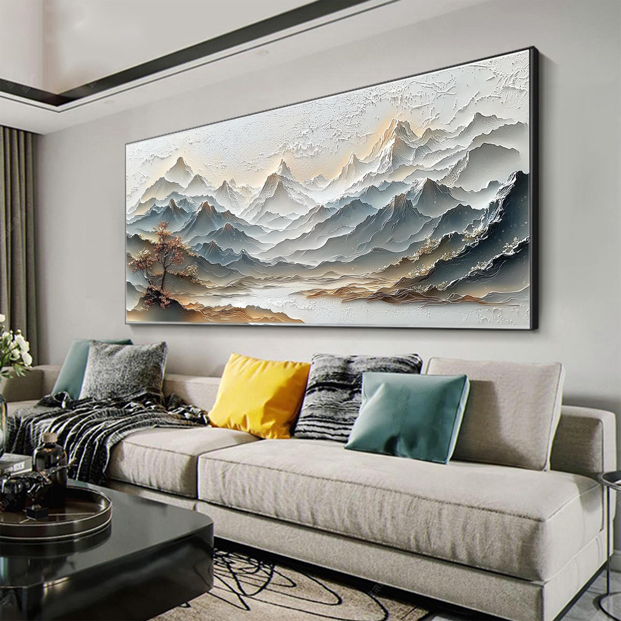 Earthen Ridge – Hand-Painted Brown Alpine Ridge Palette Knife Heavy Texture Oil Mountain Painting | Contemporary Mountain Living Room & Home Office Art