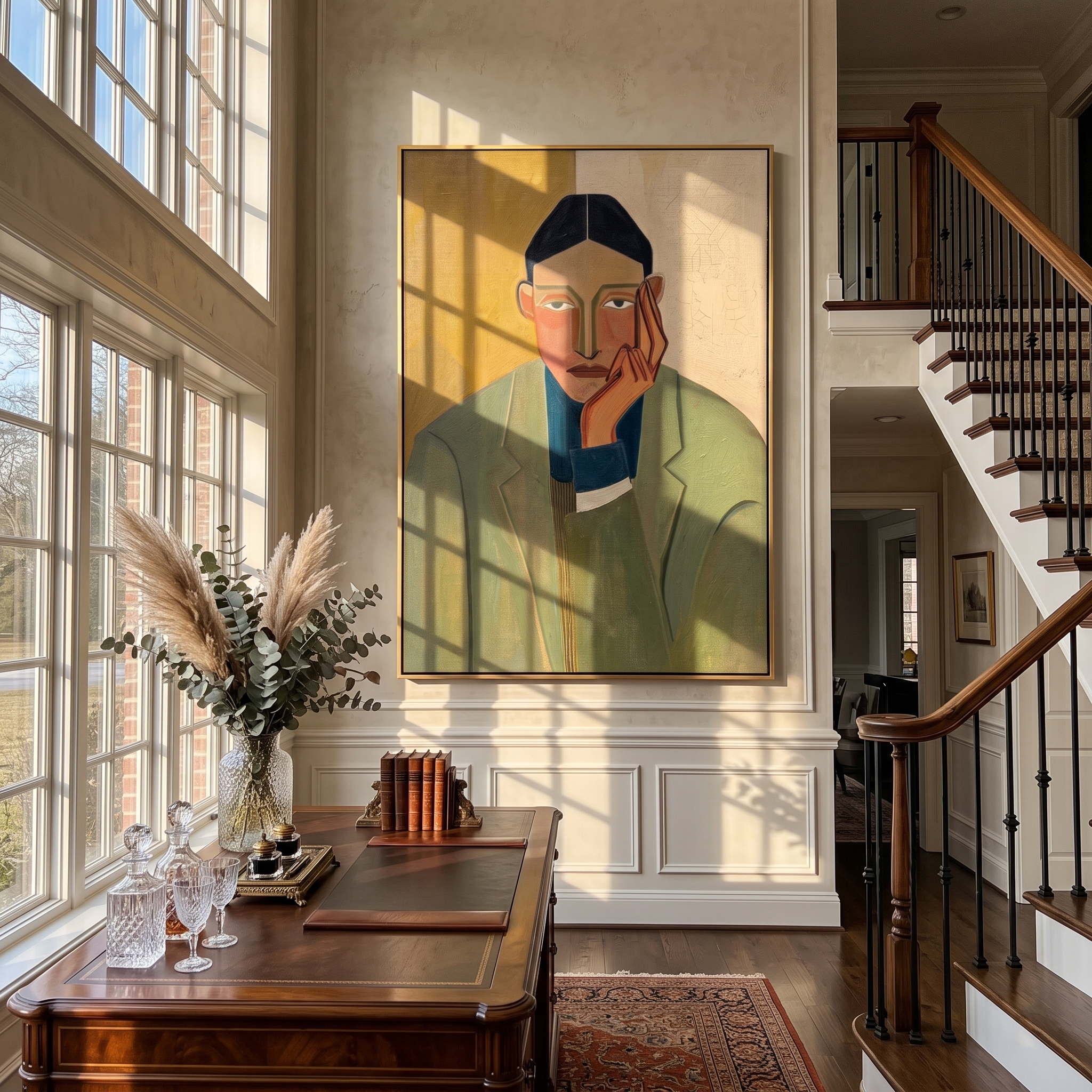 Emerald Reverie – Impressionist Figure Portrait Painting | Contemporary Vertical Art