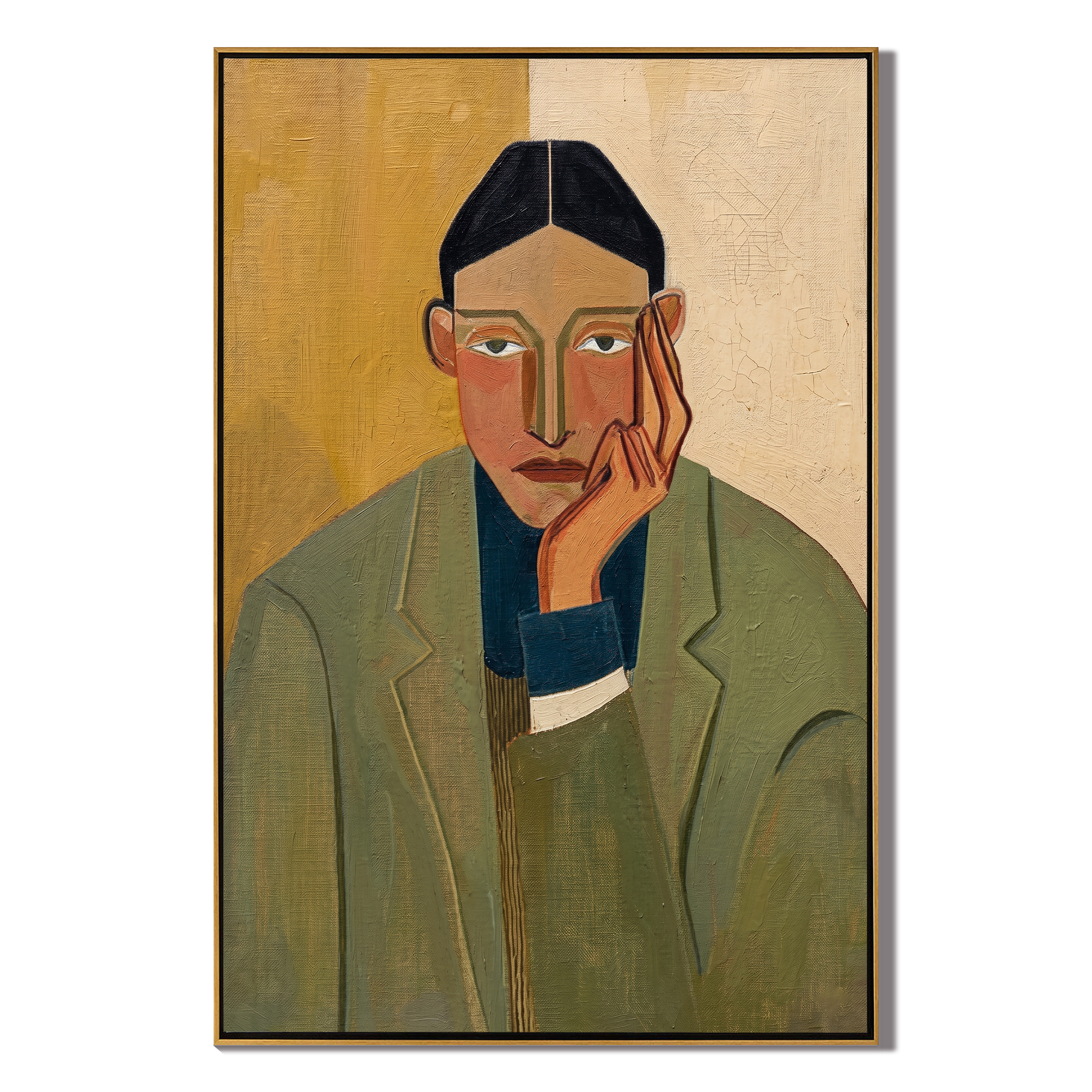 Emerald Reverie – Impressionist Figure Portrait Painting | Contemporary Vertical Art