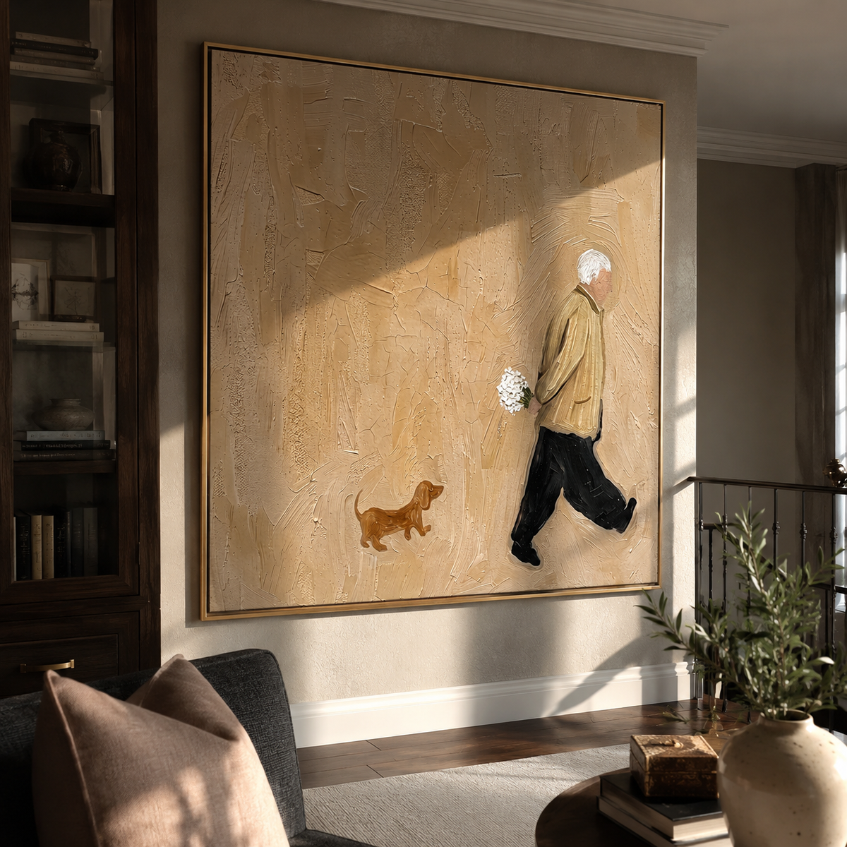 Flowers Along Short Steps artwork styled as a warm modern focal point