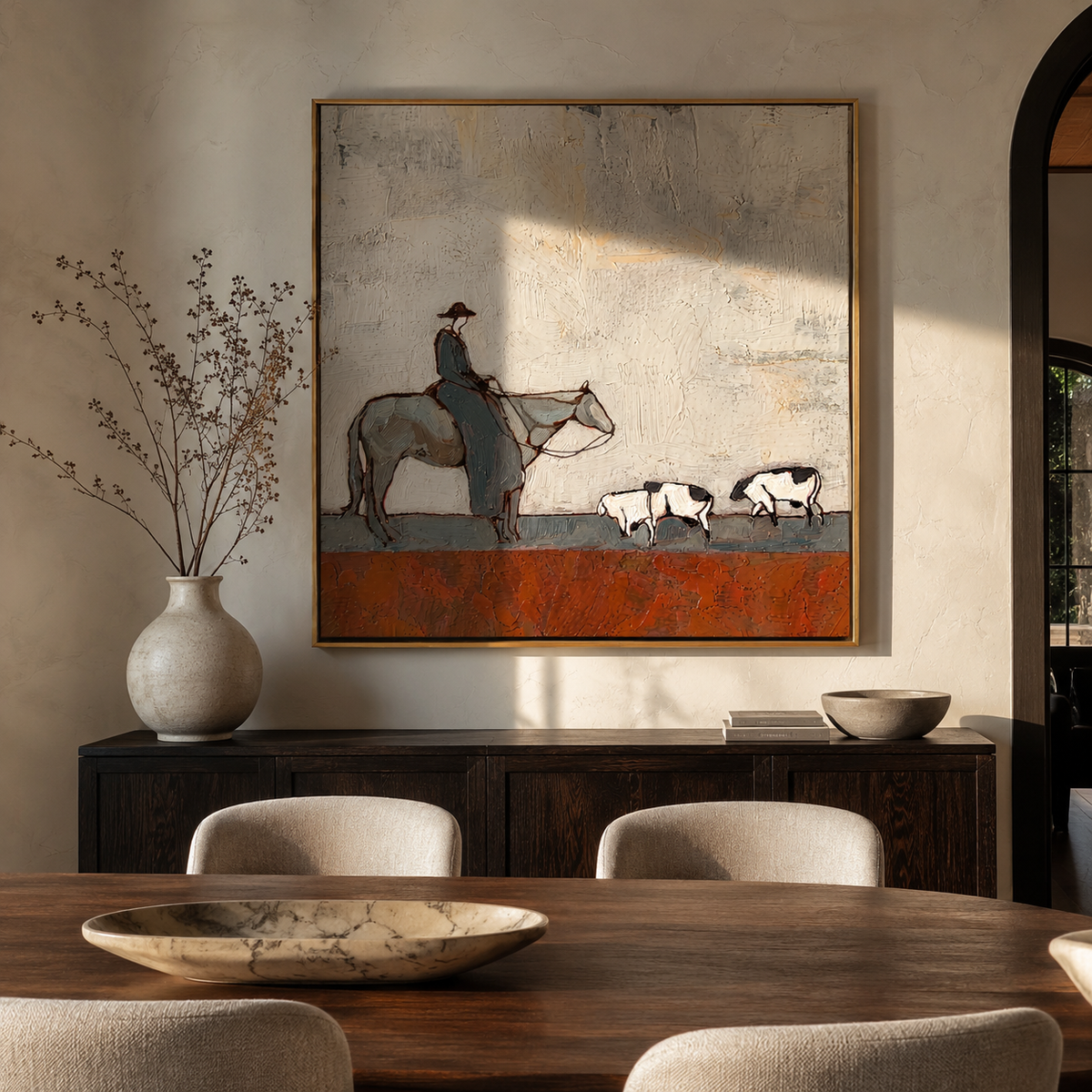 Sheep Cross Rust Plain artwork styled as a warm modern focal point
