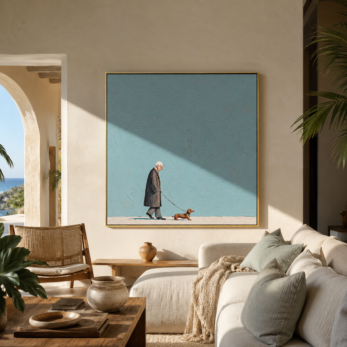 Turquoise Walk Tiny Hound displayed with natural materials and quiet decor