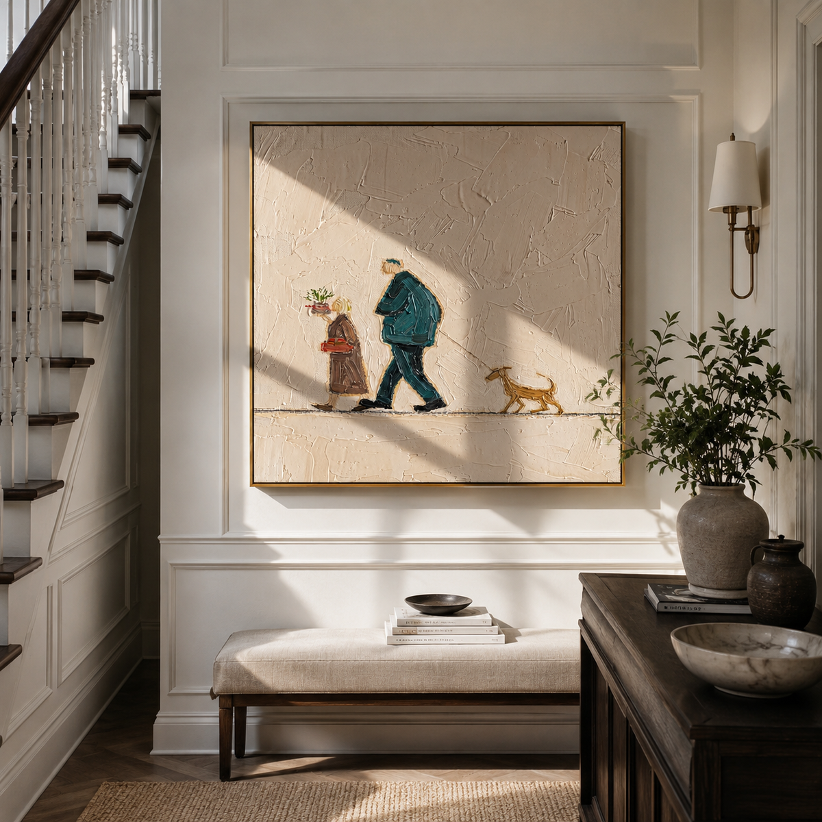 Flowers Travel Beside Them painting presented in an alternate room setting