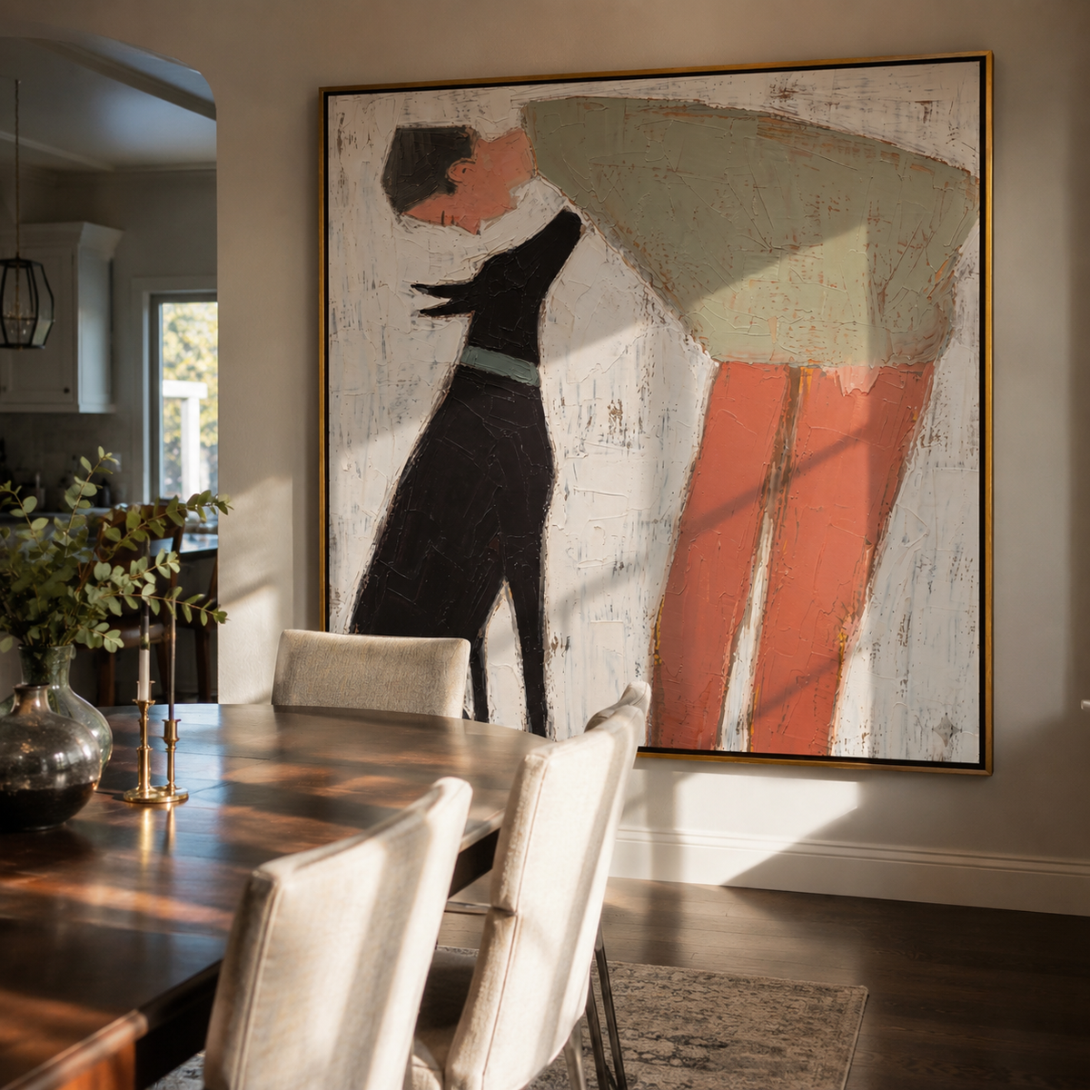 Soft Giant Leans Close painting presented in an alternate room setting