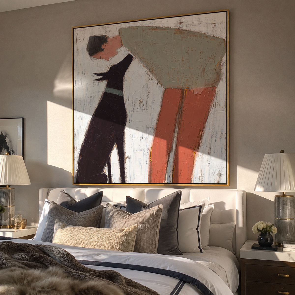 Soft Giant Leans Close artwork styled as a warm modern focal point