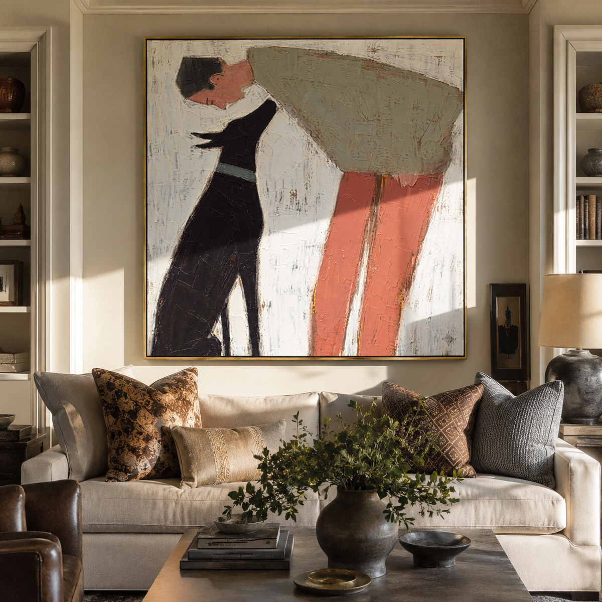 Soft Giant Leans Close displayed with natural materials and quiet decor