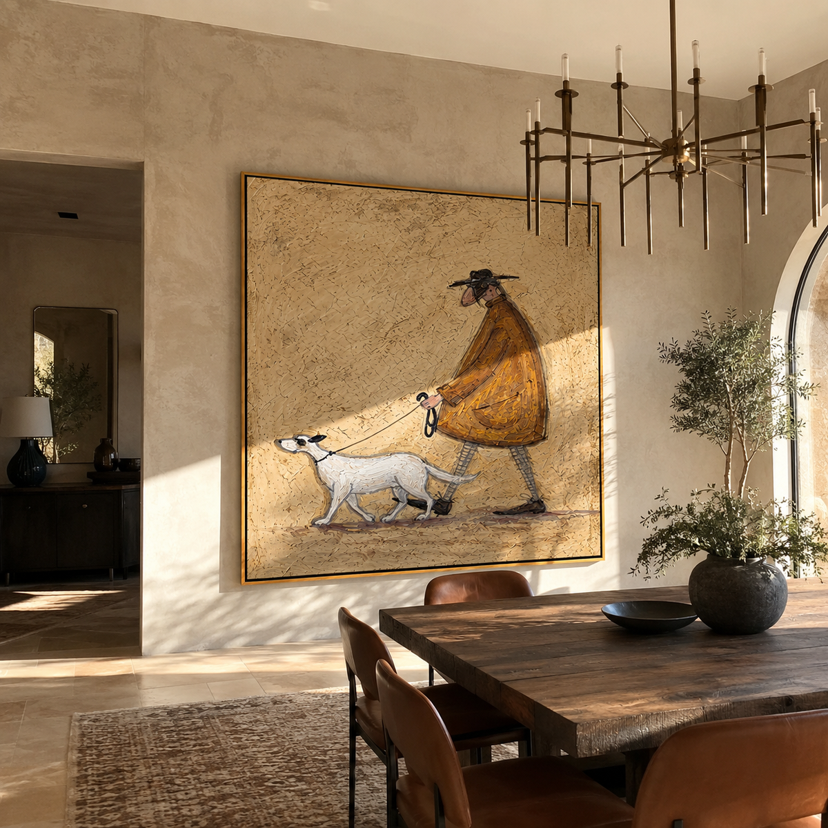 White Hound Sets Pace artwork styled as a warm modern focal point
