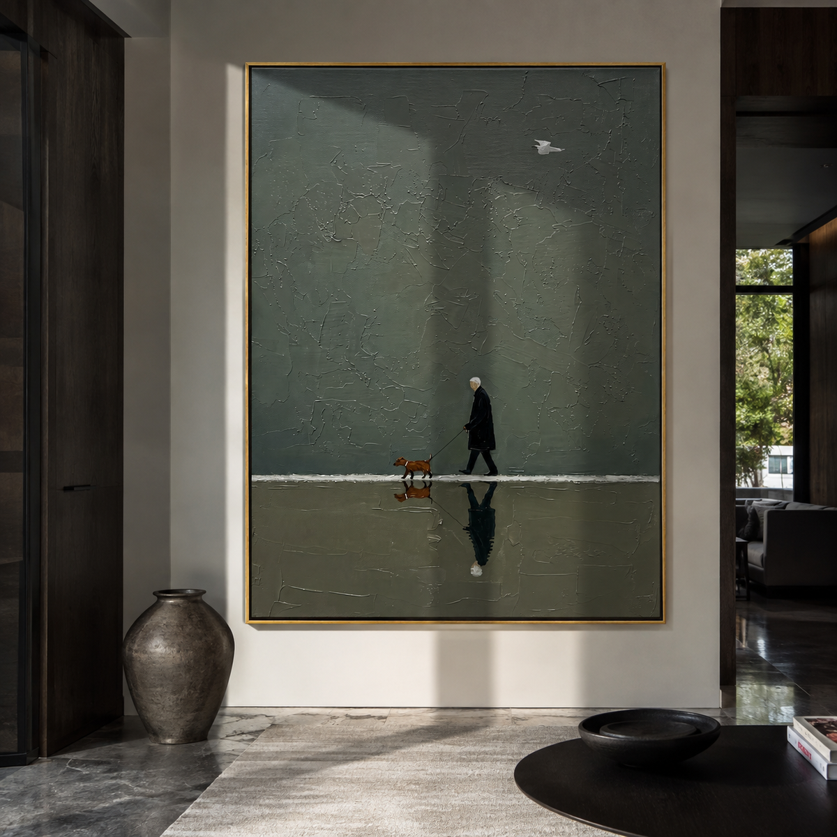Reflections Hold Evening Walk painting presented in an alternate room setting
