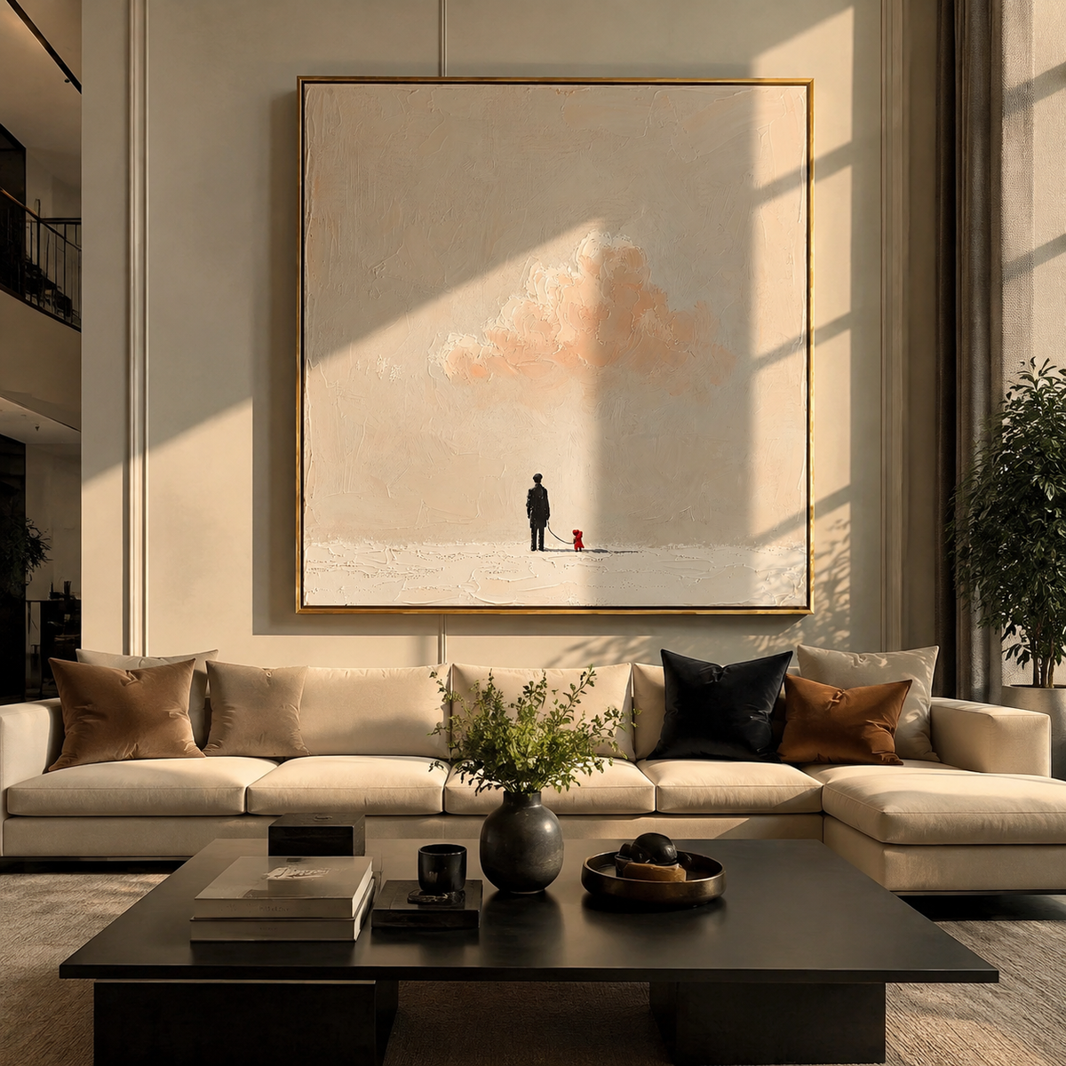 Cloud Waits Above Companions people and pets wall art above contemporary furnishings