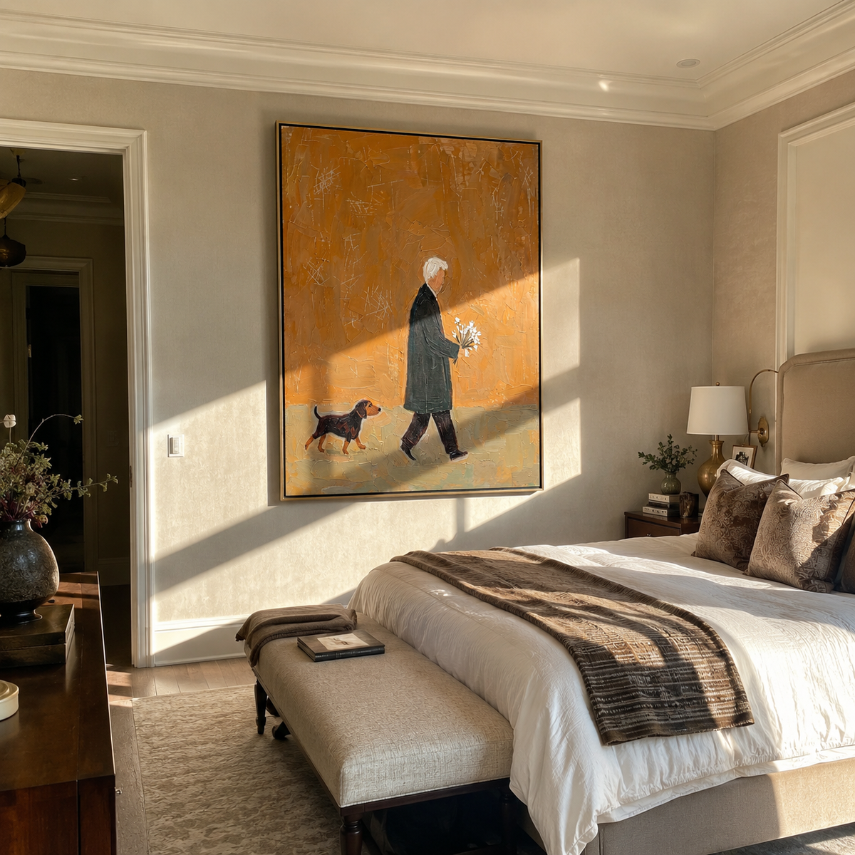 Flowers Cross Amber Air artwork styled as a warm modern focal point