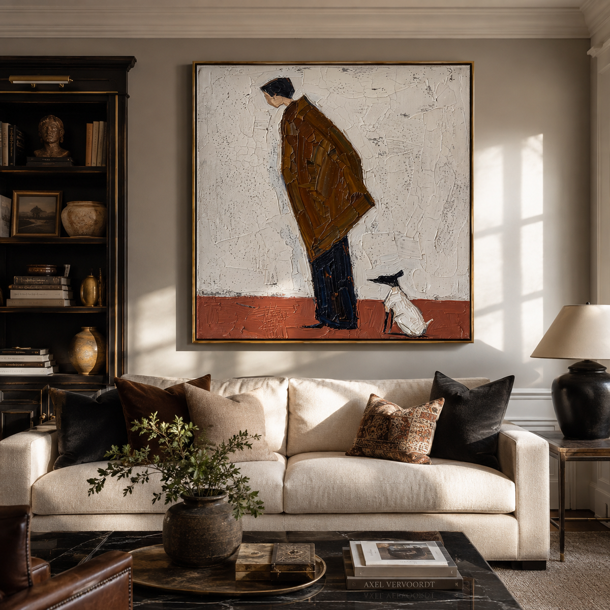 Brown Coat Bends Close displayed with natural materials and quiet decor