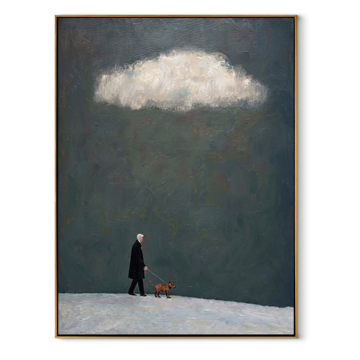Storm Cloud Small Company vertical painting in a wood frame on a white background