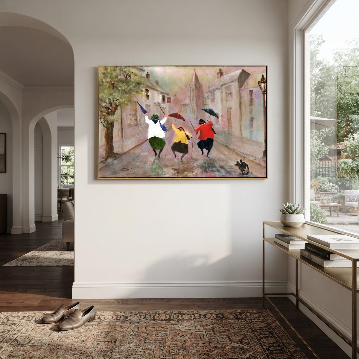 Rain Dance Through Town displayed with natural materials and quiet decor