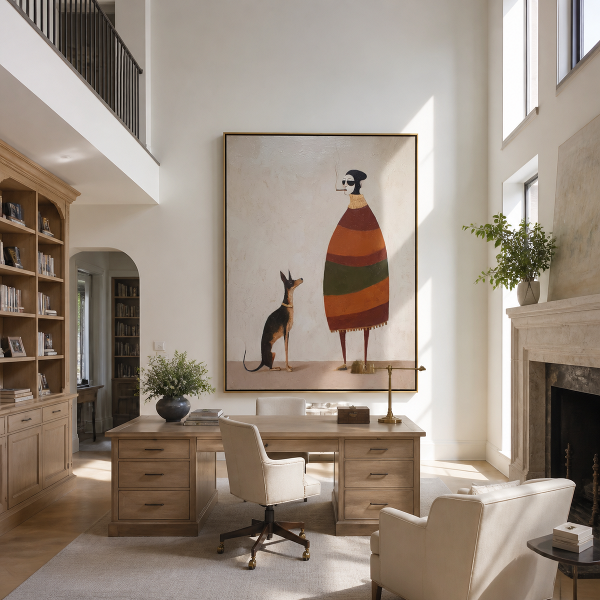 Striped Dress Loyal Shadow painting presented in an alternate room setting