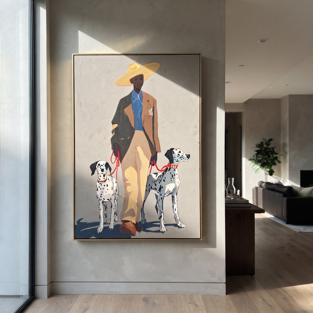 Spotted Dogs Guard Yellow displayed with natural materials and quiet decor
