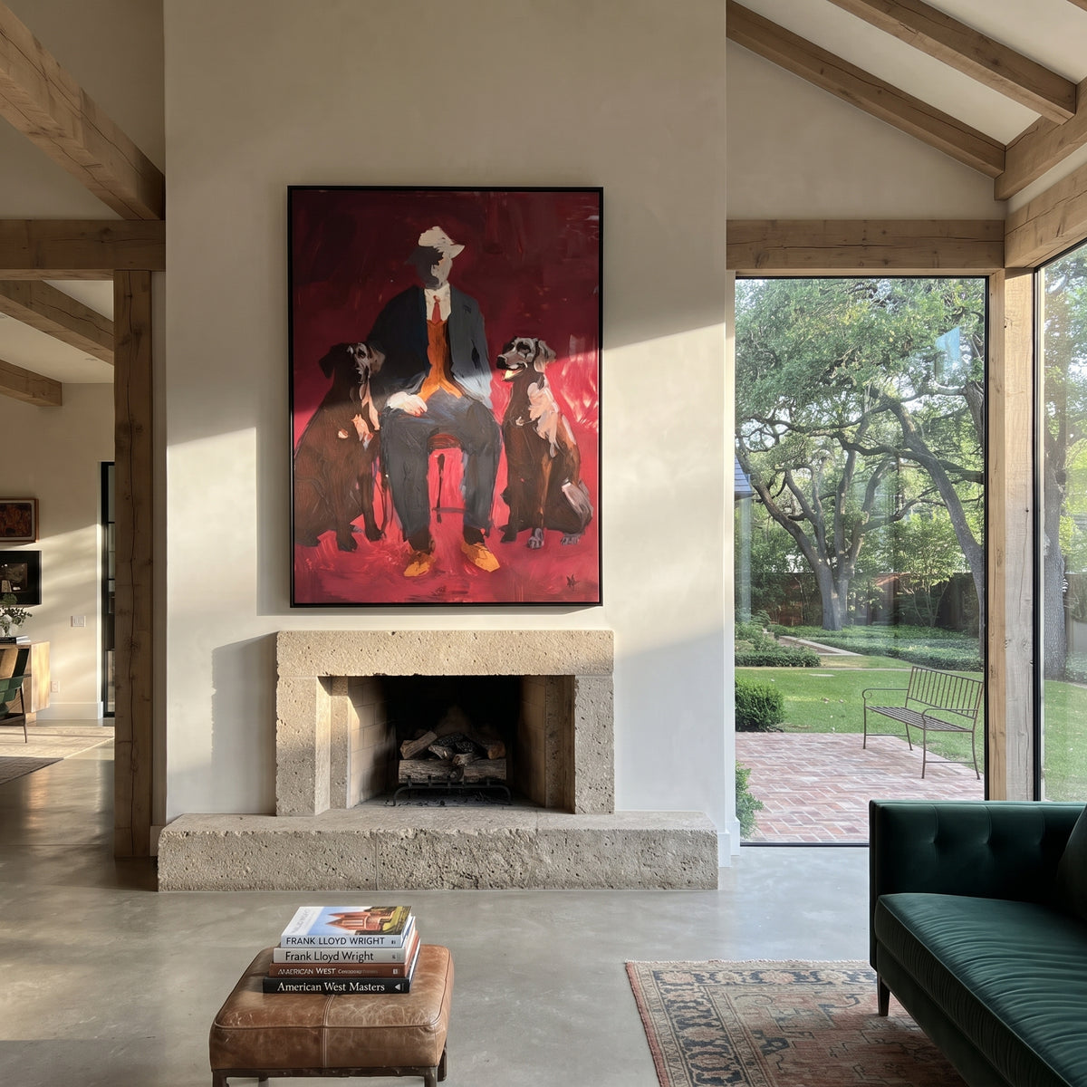 Burgundy Room Loyal Pair painting presented in an alternate room setting