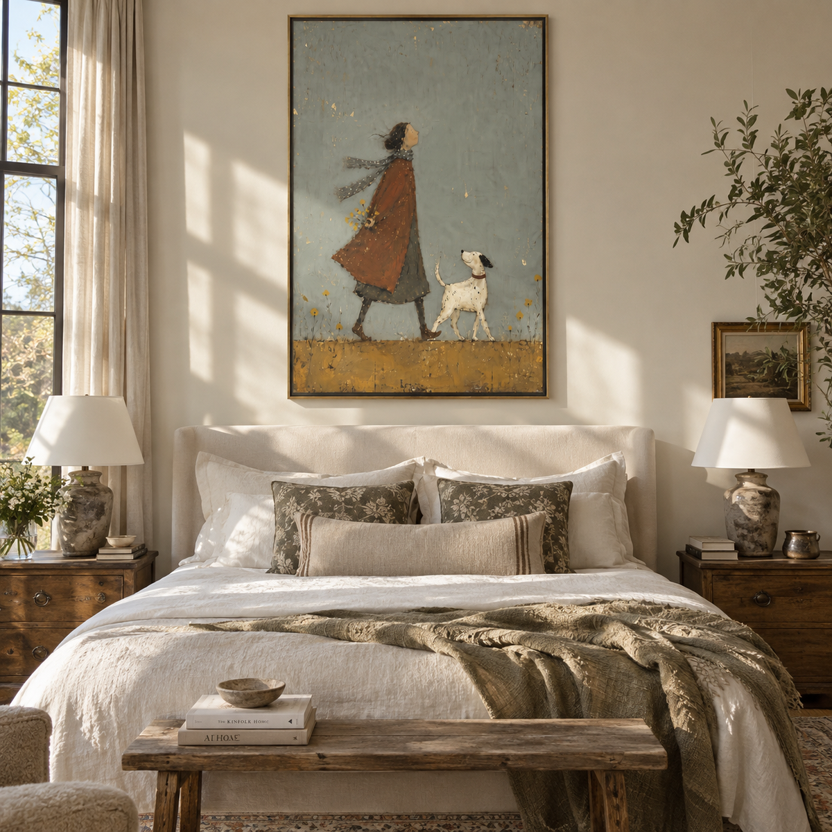 Amber Walk Keeps Pace artwork styled as a warm interior focal point