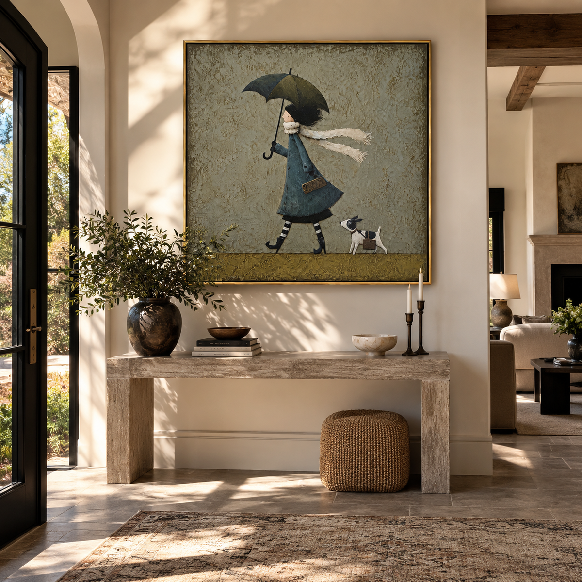 Wind Carries Their Scarves displayed with natural materials and quiet decor