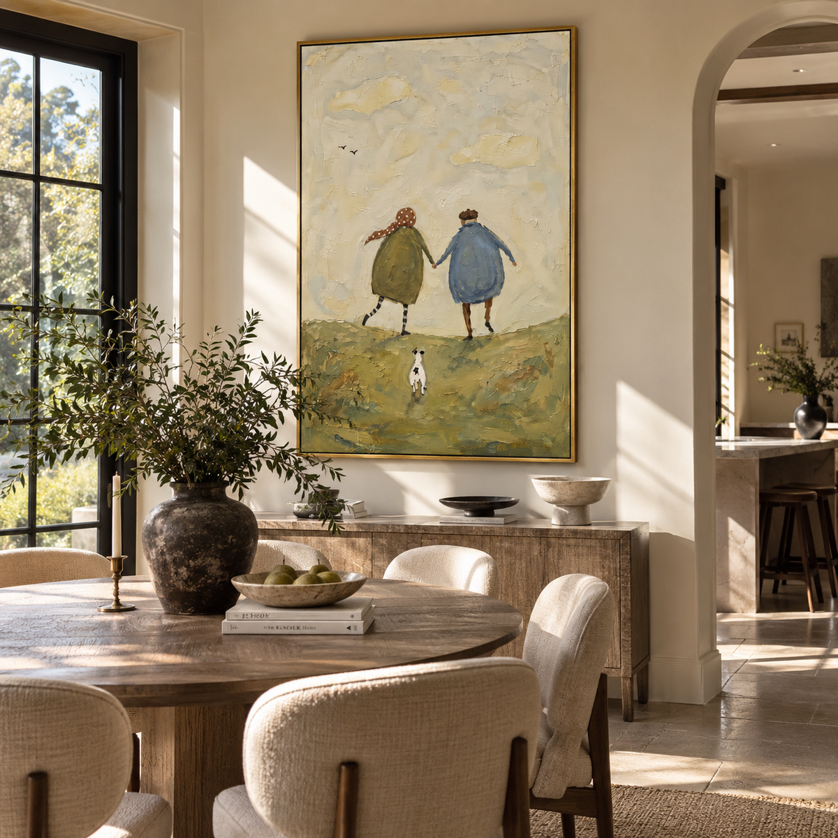 Hilltop Walk for Three people and pets wall art in a contemporary room