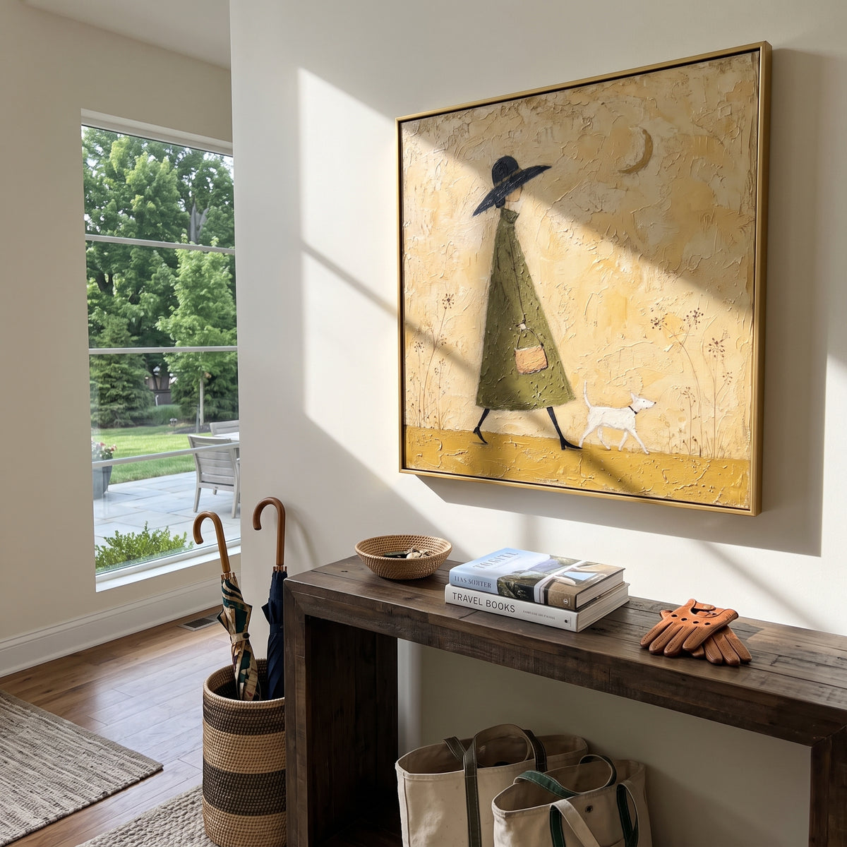 Green Dress Small Companion artwork styled as a warm interior focal point