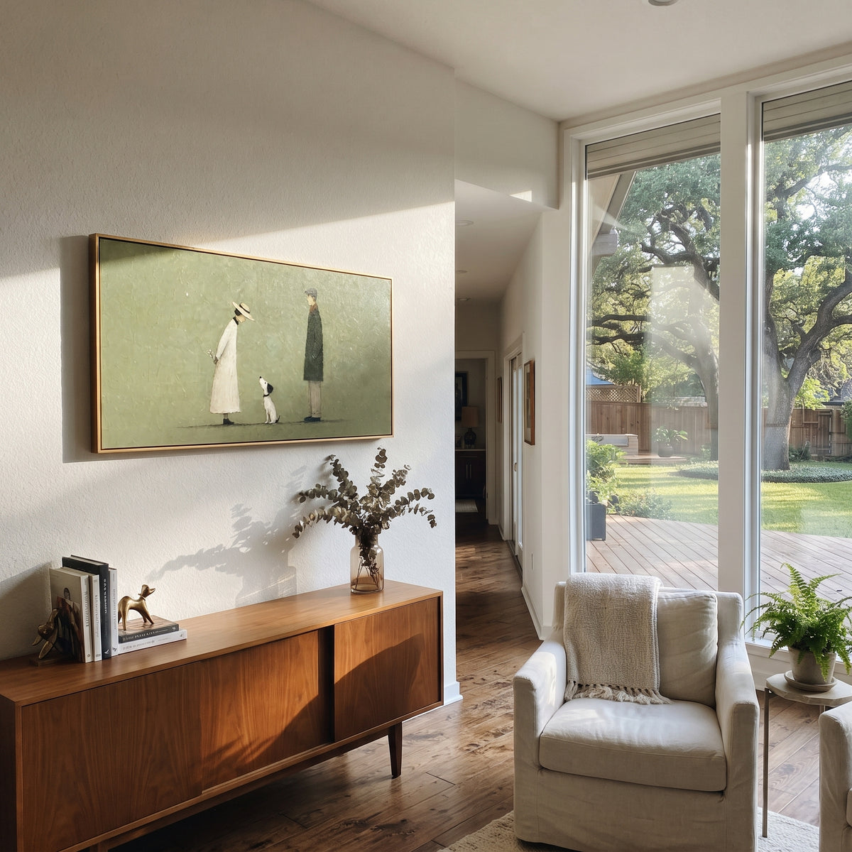 Two Strangers Share Distance displayed with natural materials and quiet decor