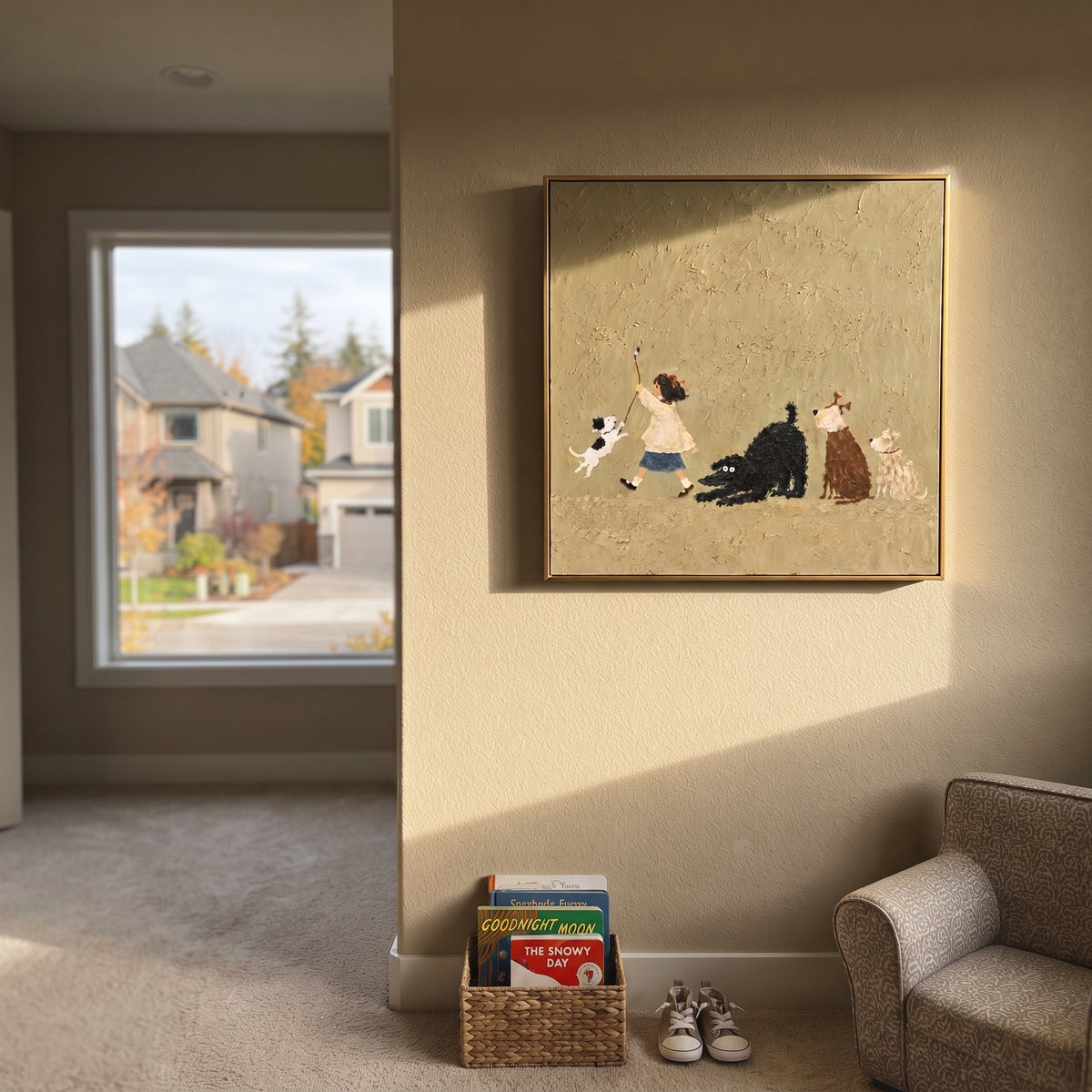 Cats Gather Around Play displayed with natural materials and quiet decor