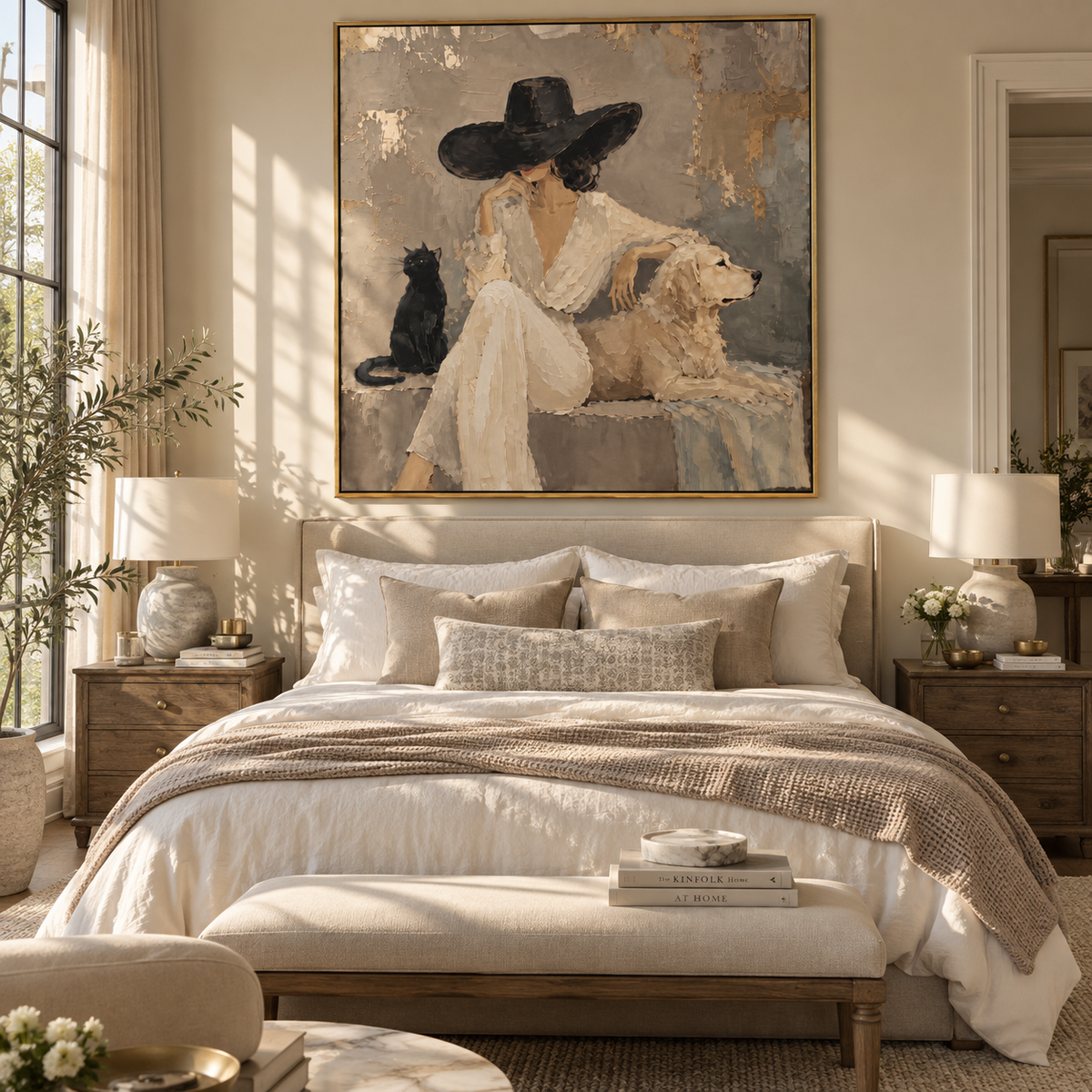 Wide Brim Loyal Pair people and pets wall art in a contemporary room