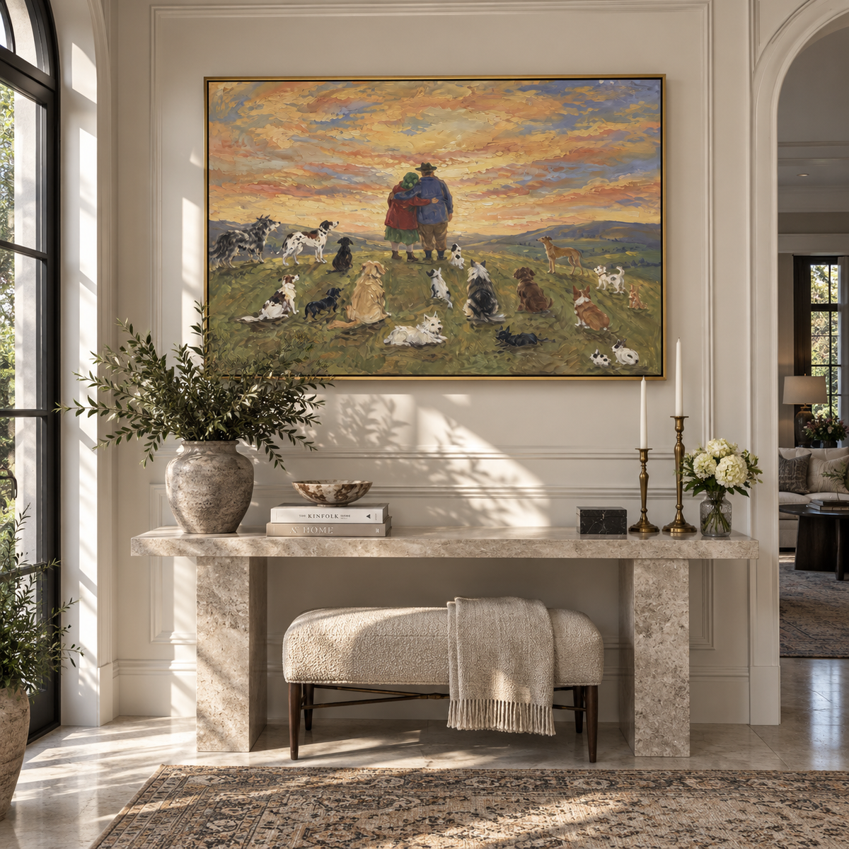 Sunset Gathering of Hounds displayed with natural materials and quiet decor