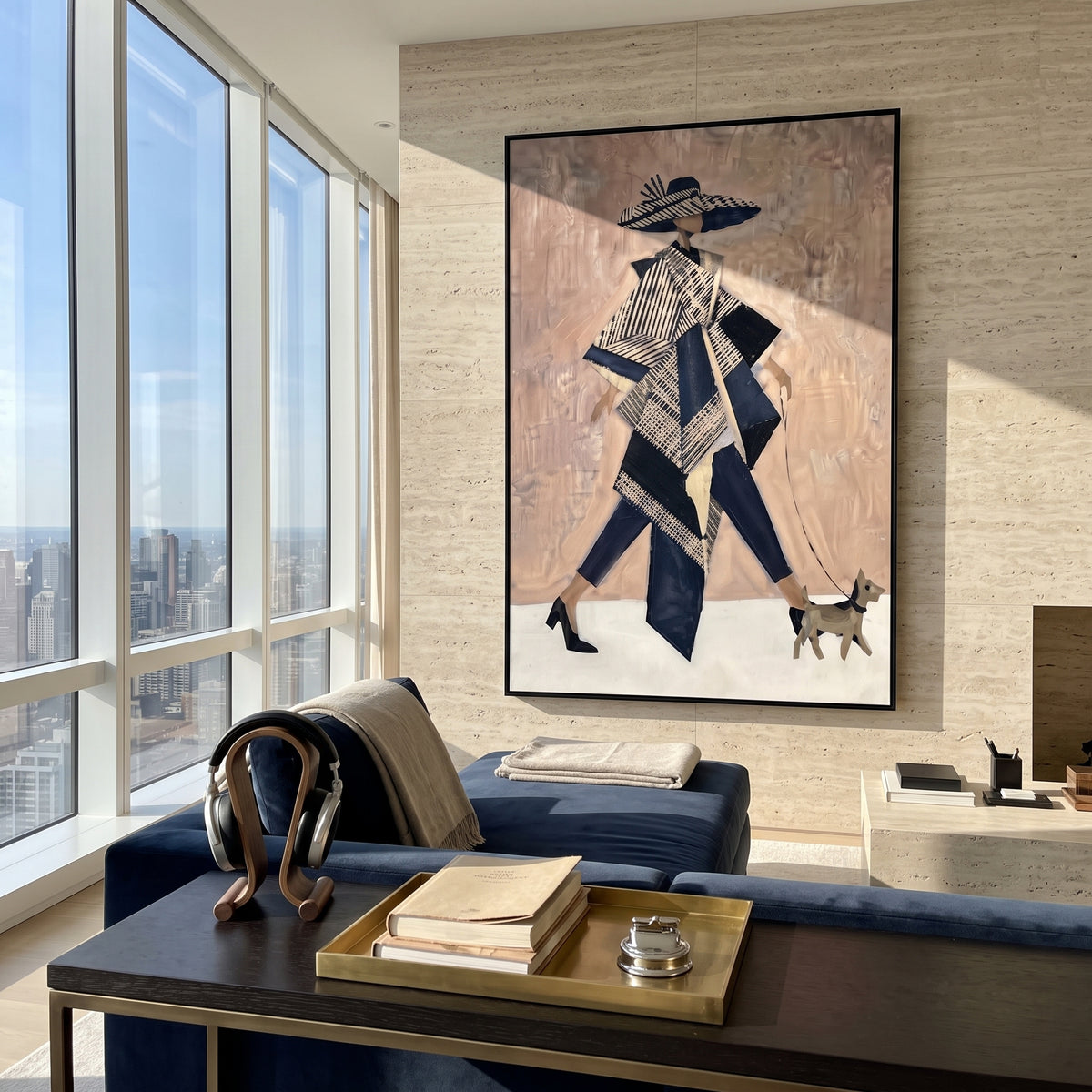 Geometry Walks with Grace geometric fashion woman painting displayed in a styled interior
