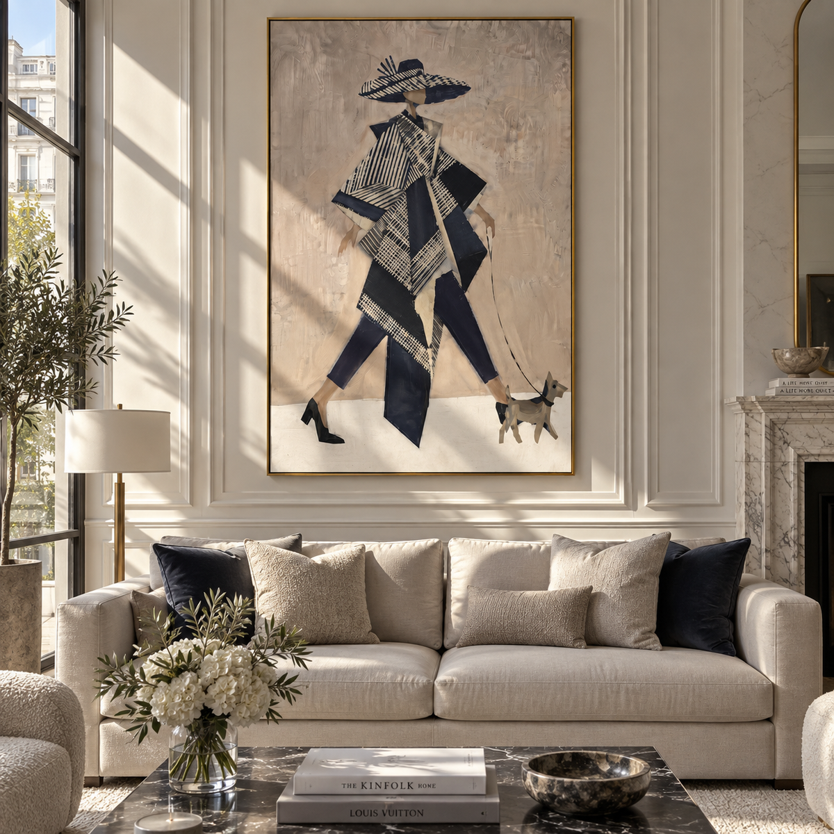 Geometry Walks with Grace people and pets wall art in a contemporary room