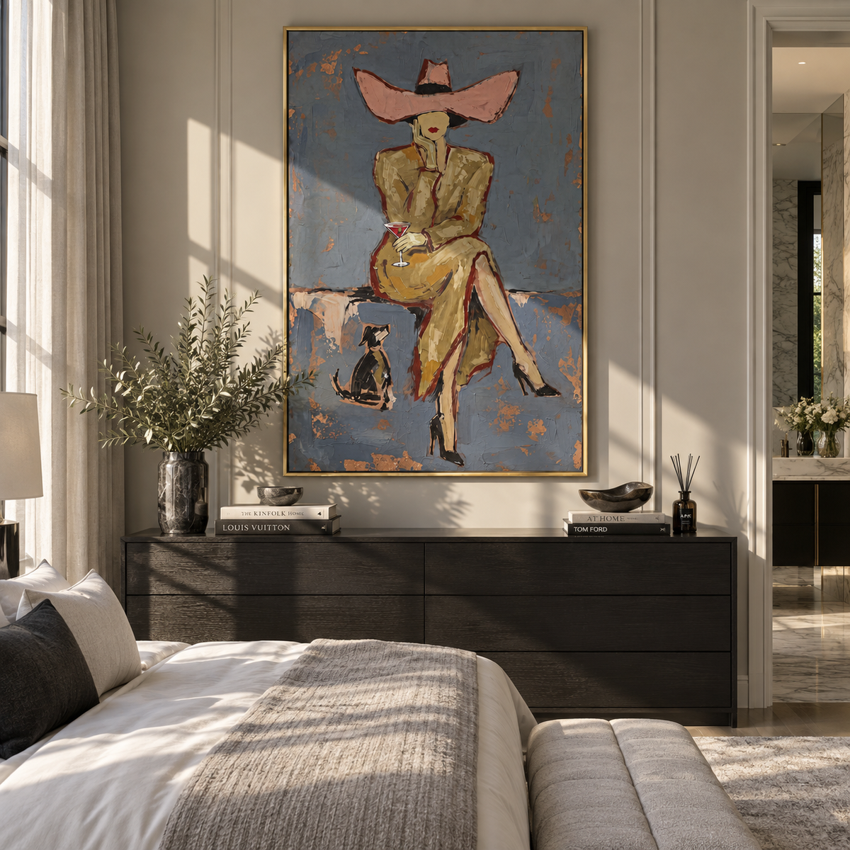 Blue Evening Quiet Company people and pets wall art in a contemporary room