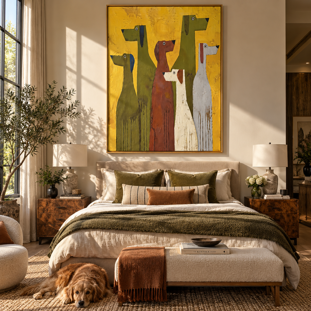 Tall Hounds Hold Color displayed with natural materials and quiet decor