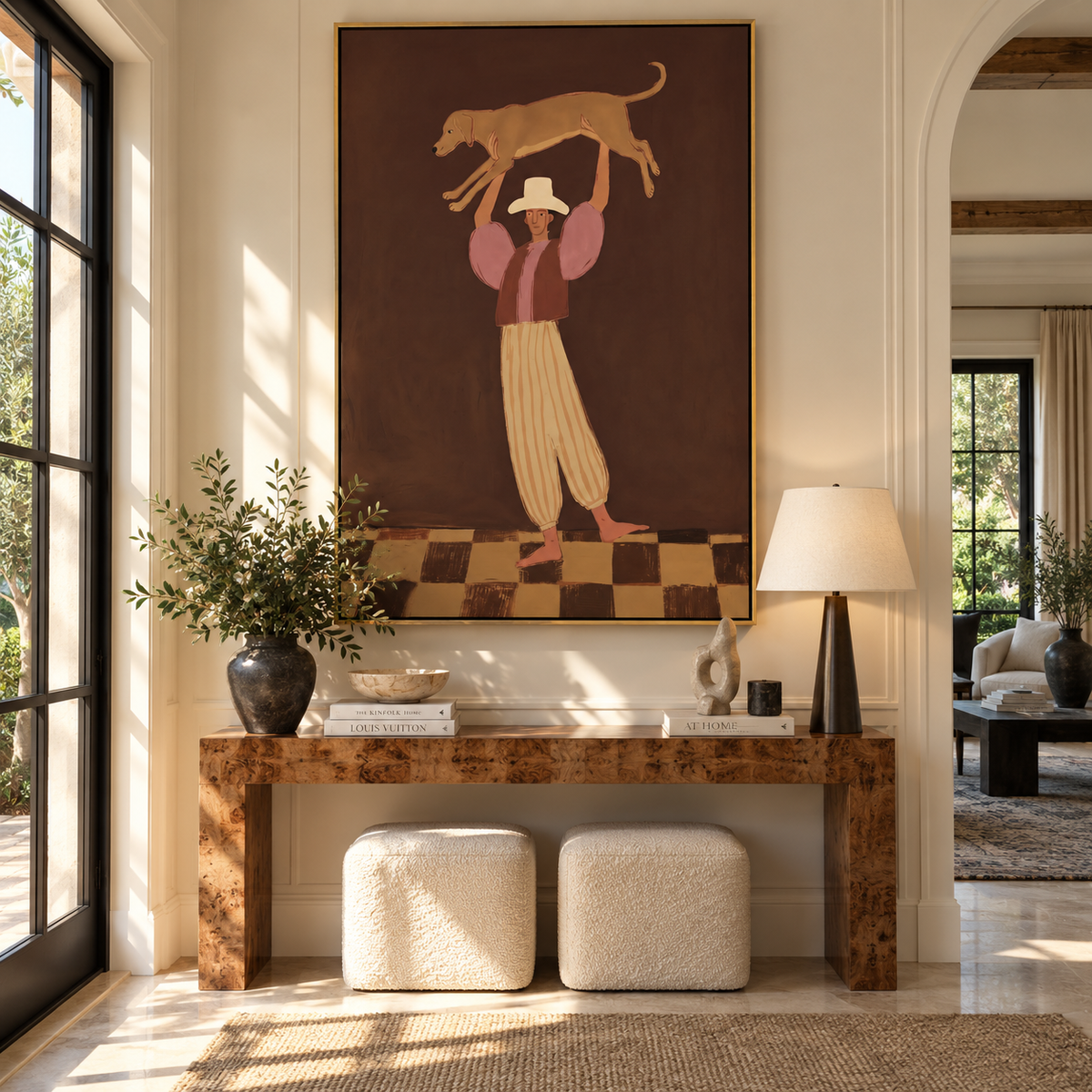 Big Cat Above Courage displayed with natural materials and quiet decor