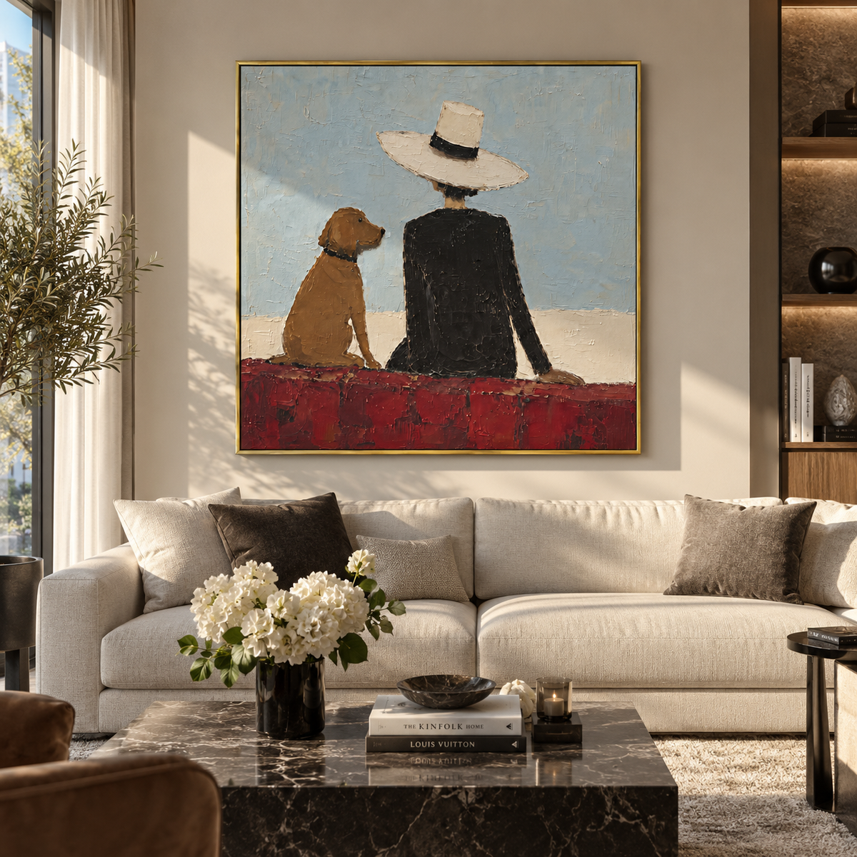 Red Wall Shared Horizon displayed with natural materials and quiet decor