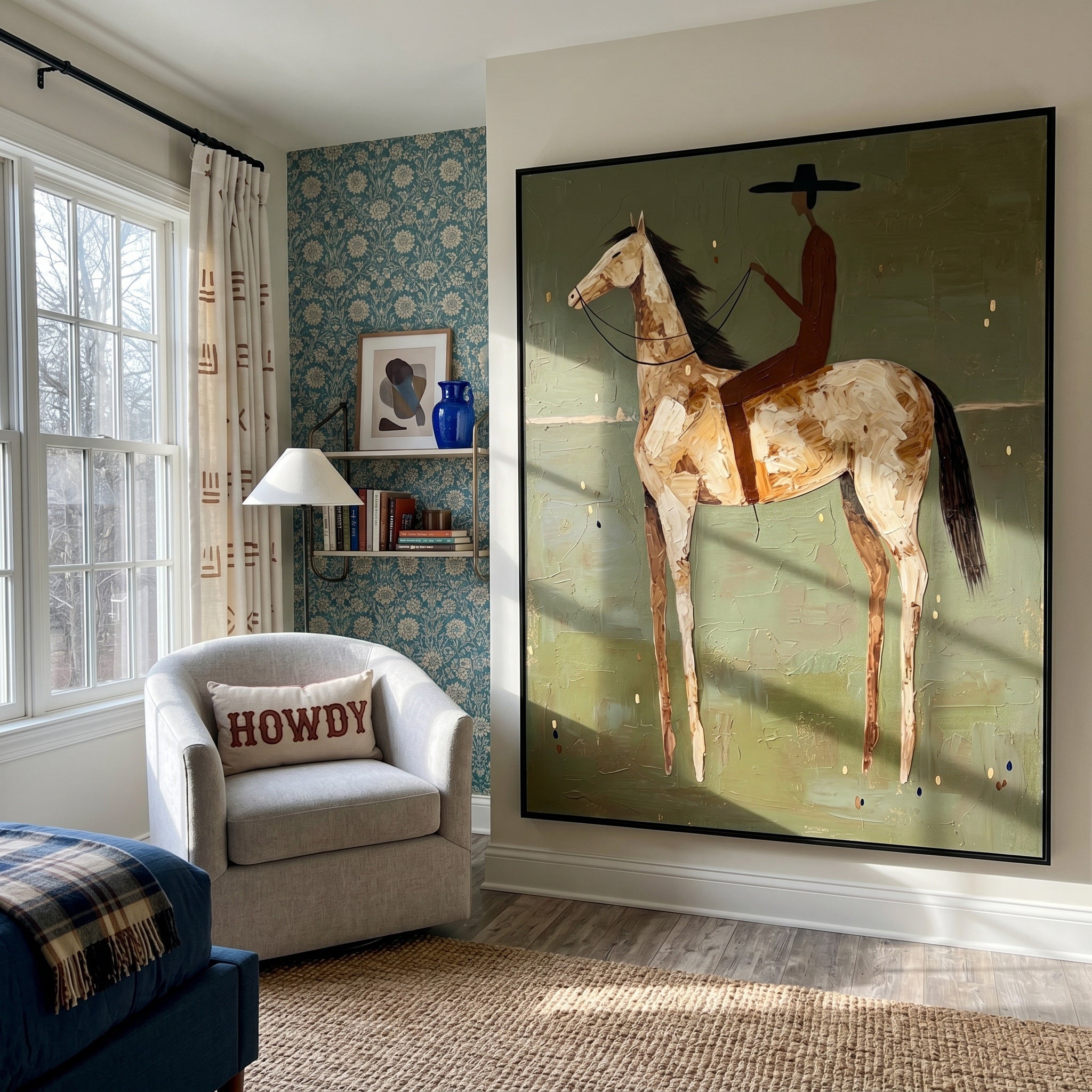 The Silent Rider – Wabi-Sabi Earth Tone Abstract Horse Painting | Minimalist Textured Entryway Art