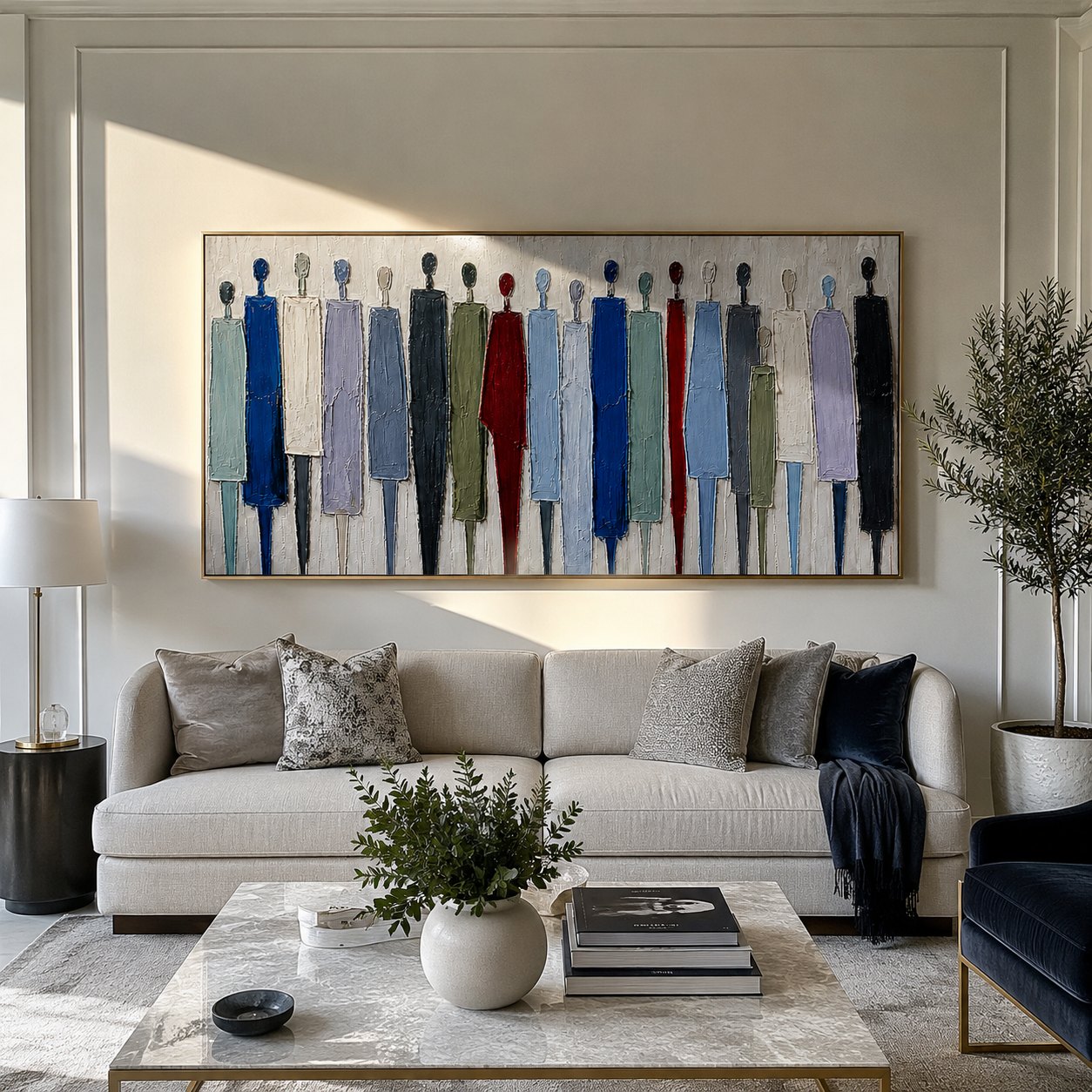 Standing in Stillness styled in a calm bedroom or lounge interior