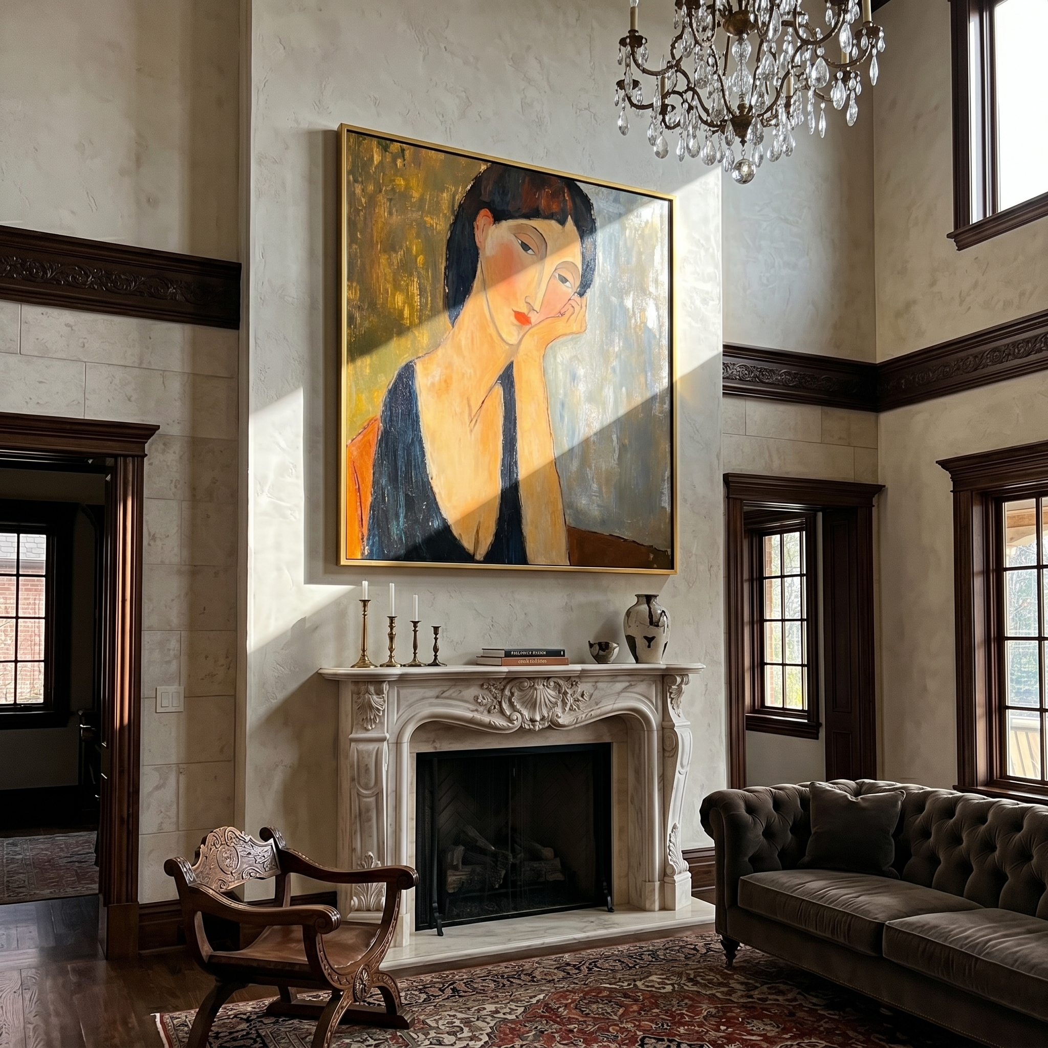 Ochre Solitude – Elongated Portrait Painting | Contemporary Minimalist Square Art