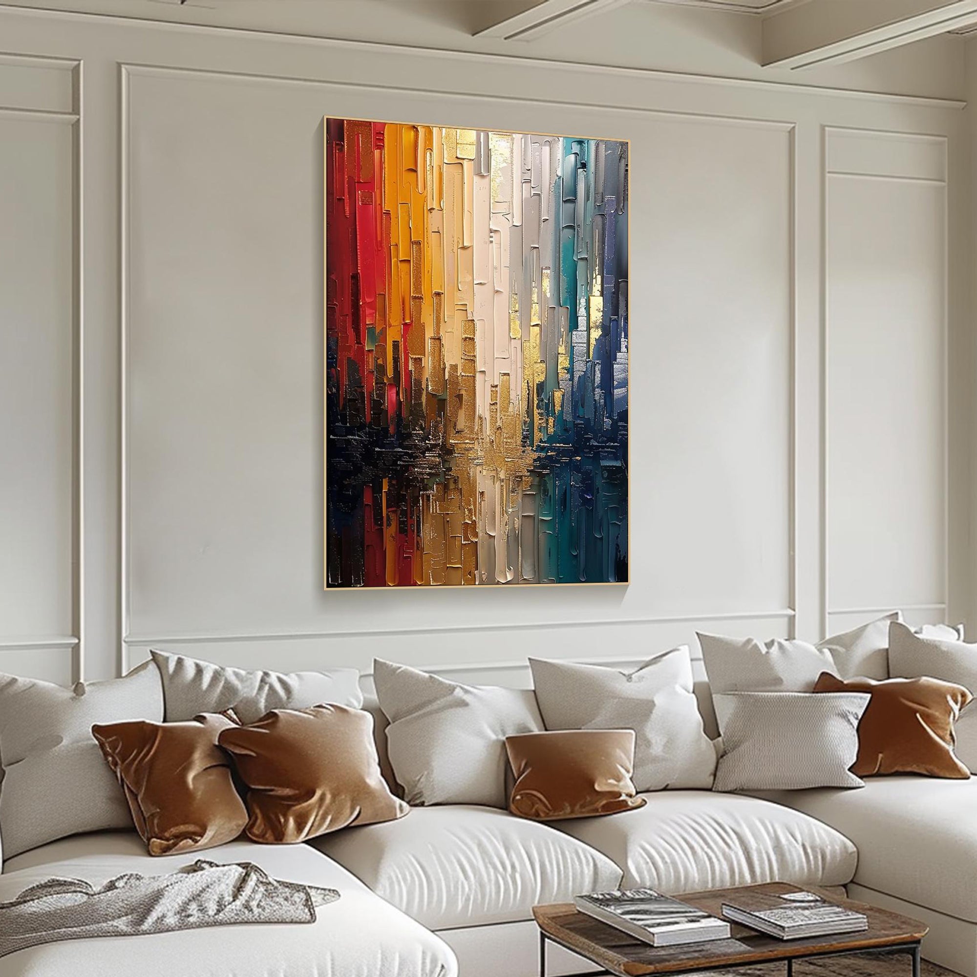 City Reflection – Hand-Painted Palette Knife Abstract Heavy Texture Oil Texture Painting | Modern Abstract Living Room & Office Art