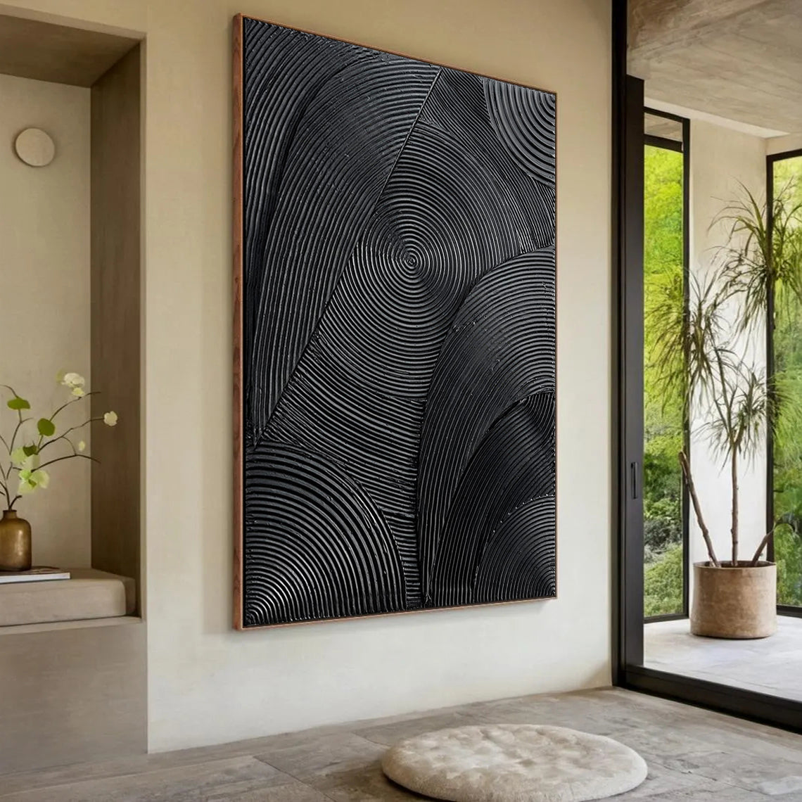 Onyx Matrix – Modern Linear Plaster Relief Texture Painting | Contemporary Plaster Texture Living Room & Office Art