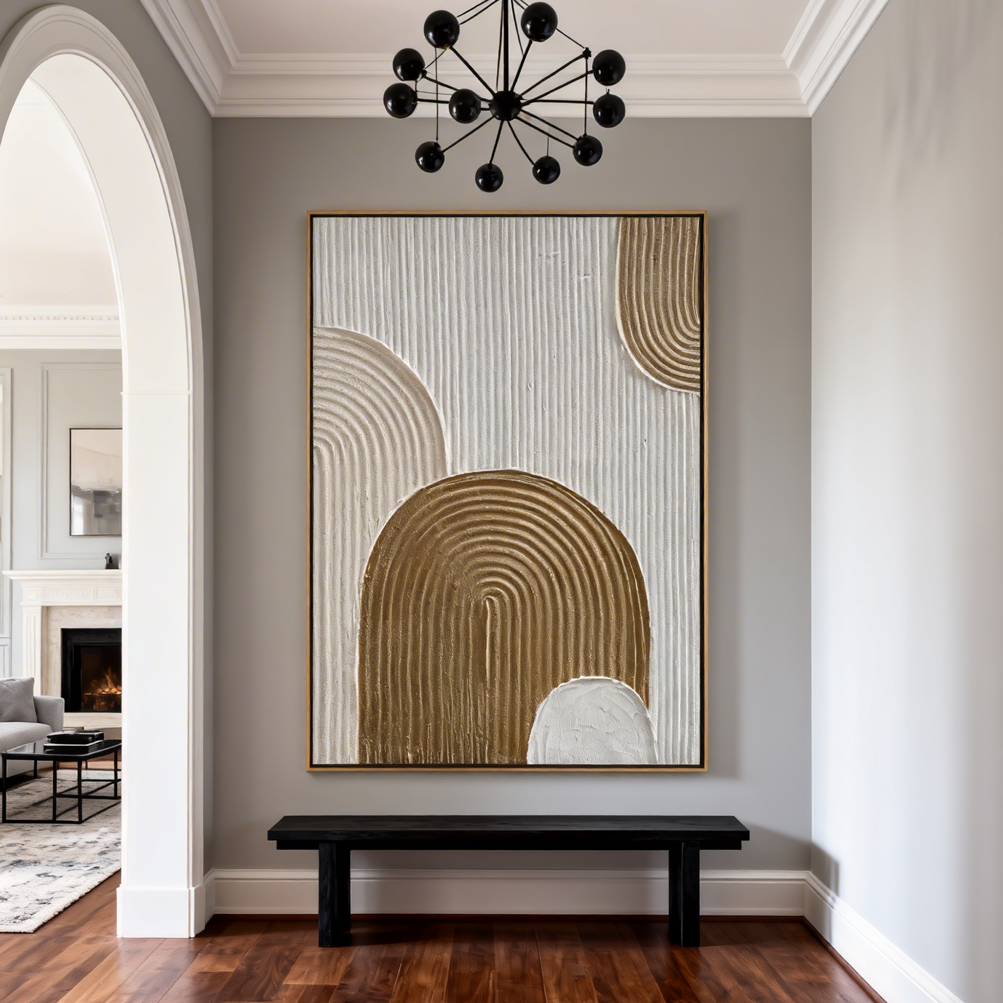 Gates of Serenity – Modern Minimalist Arch Art | Abstract Geometric Textured Living Room Art