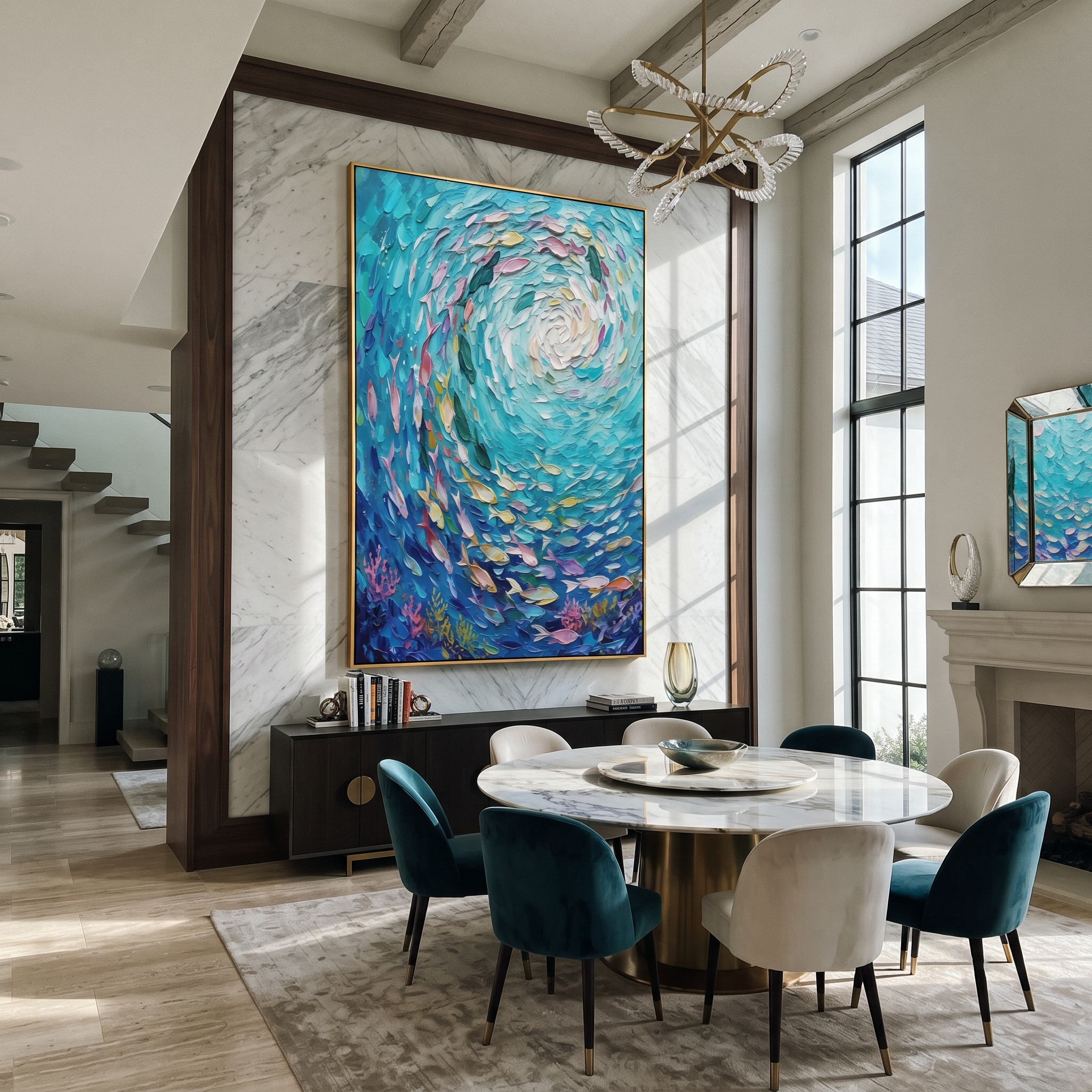 Still Shore II – Ivory Plaster Relief Textured Abstract Painting | Contemporary Minimalist Square Bedroom Art