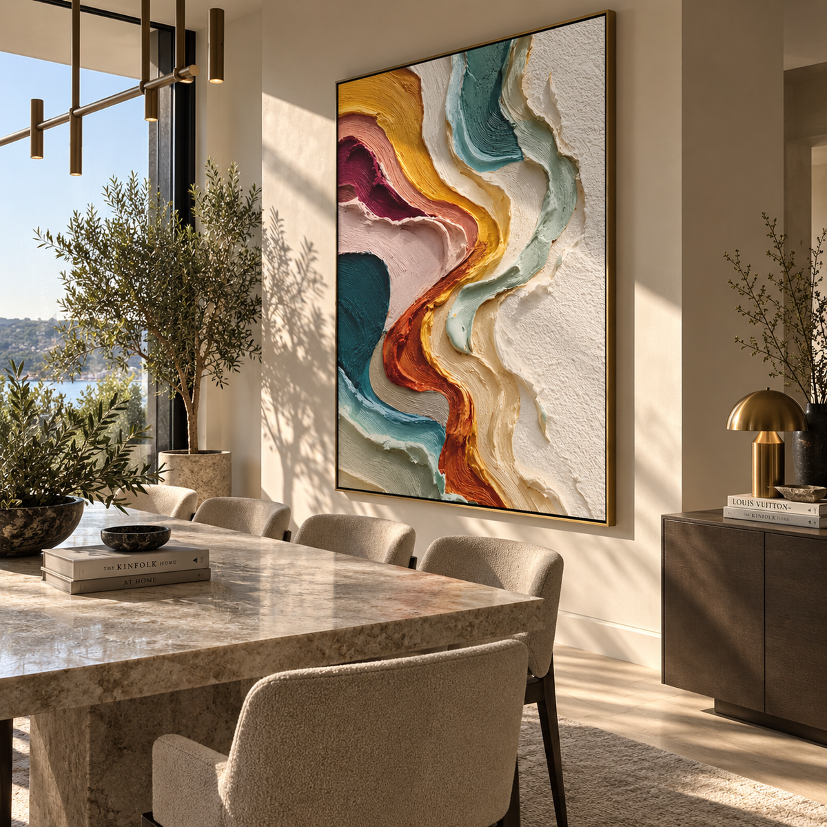 Chromatic Passage Ascending styled in a quiet reading nook with neutral furnishings